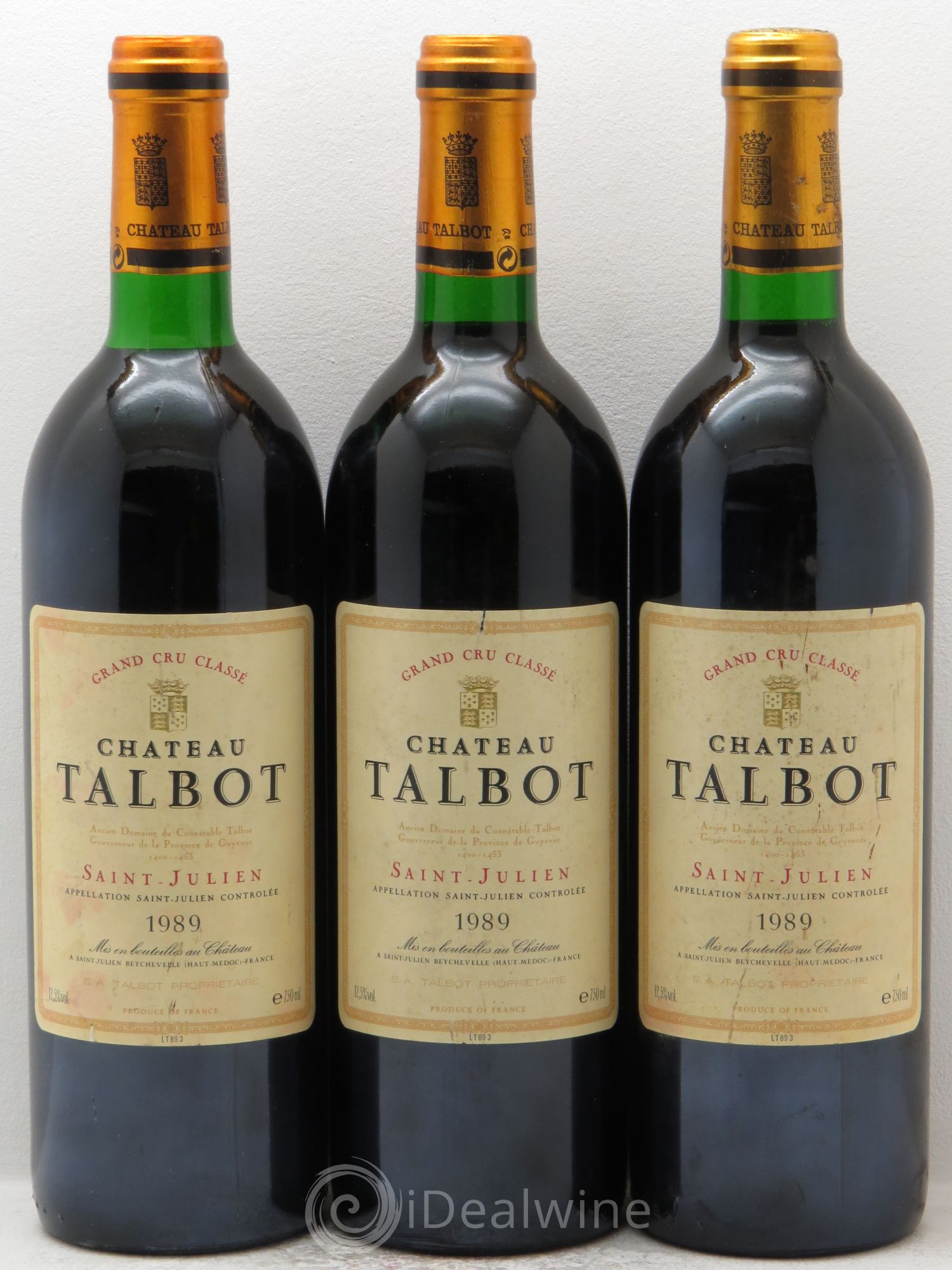 Château Talbot 4ème Grand Cru Classé 1989 - Lot de 3 bouteilles - 0