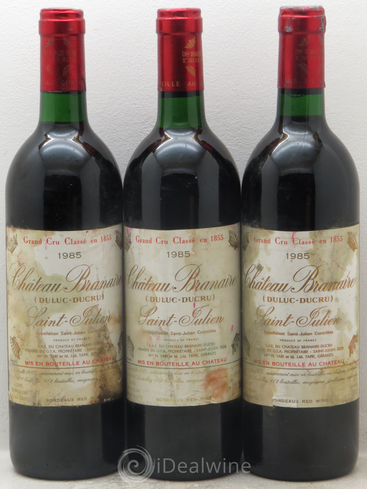 Château Branaire Ducru 4ème Grand Cru Classé 1985 - Lot de 3 bouteilles - 0