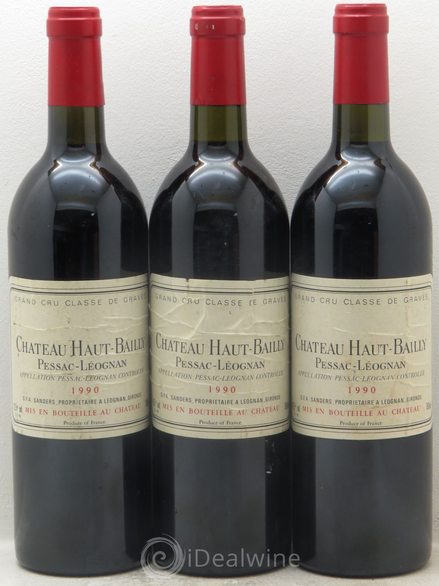 Château Haut-Bailly Cru Classé de Graves 1990 - Lot de 3 bouteilles - 0