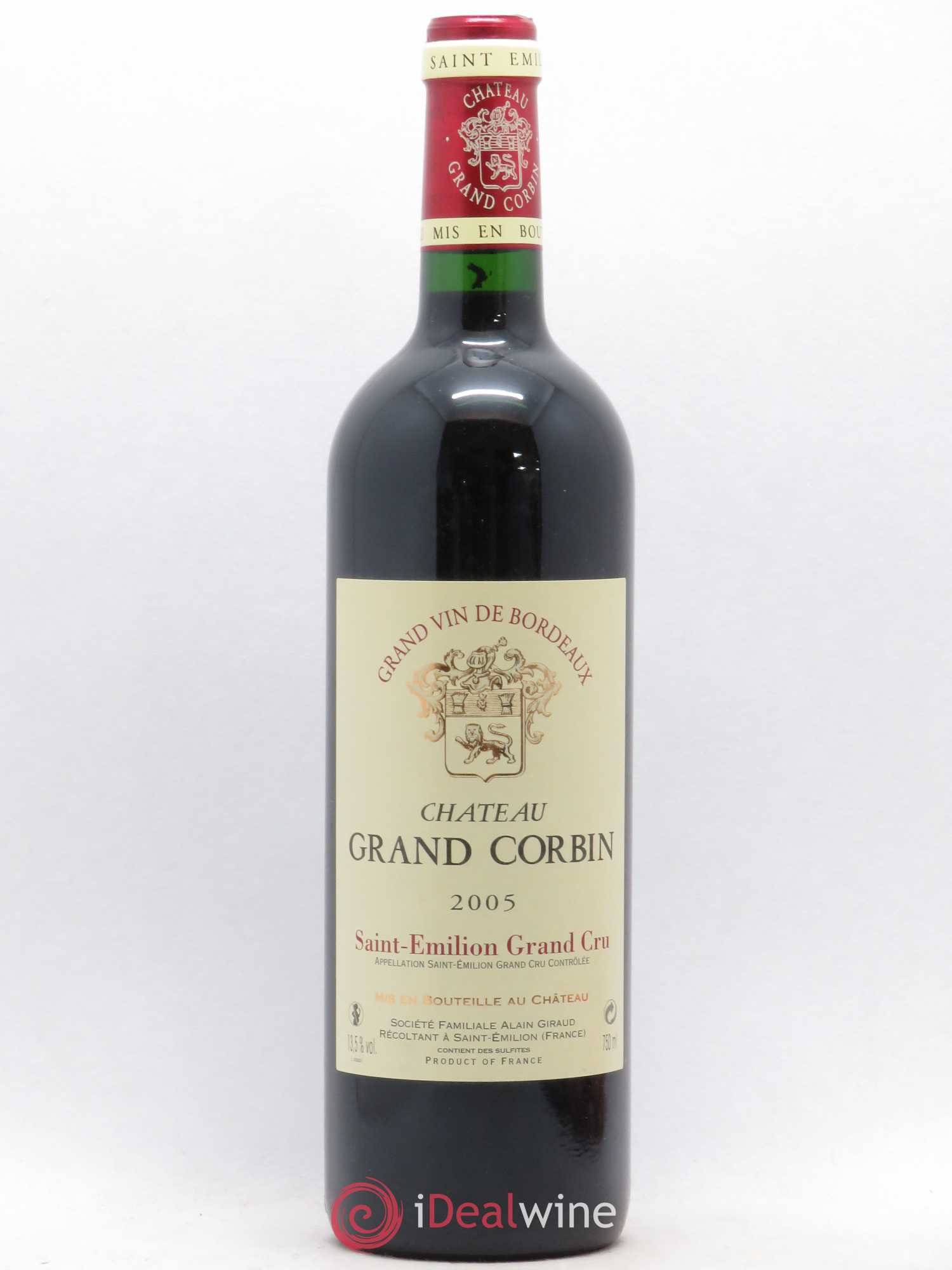 Château Grand Corbin Grand Cru Classé 2005 - Lot de 1 bouteille - 0