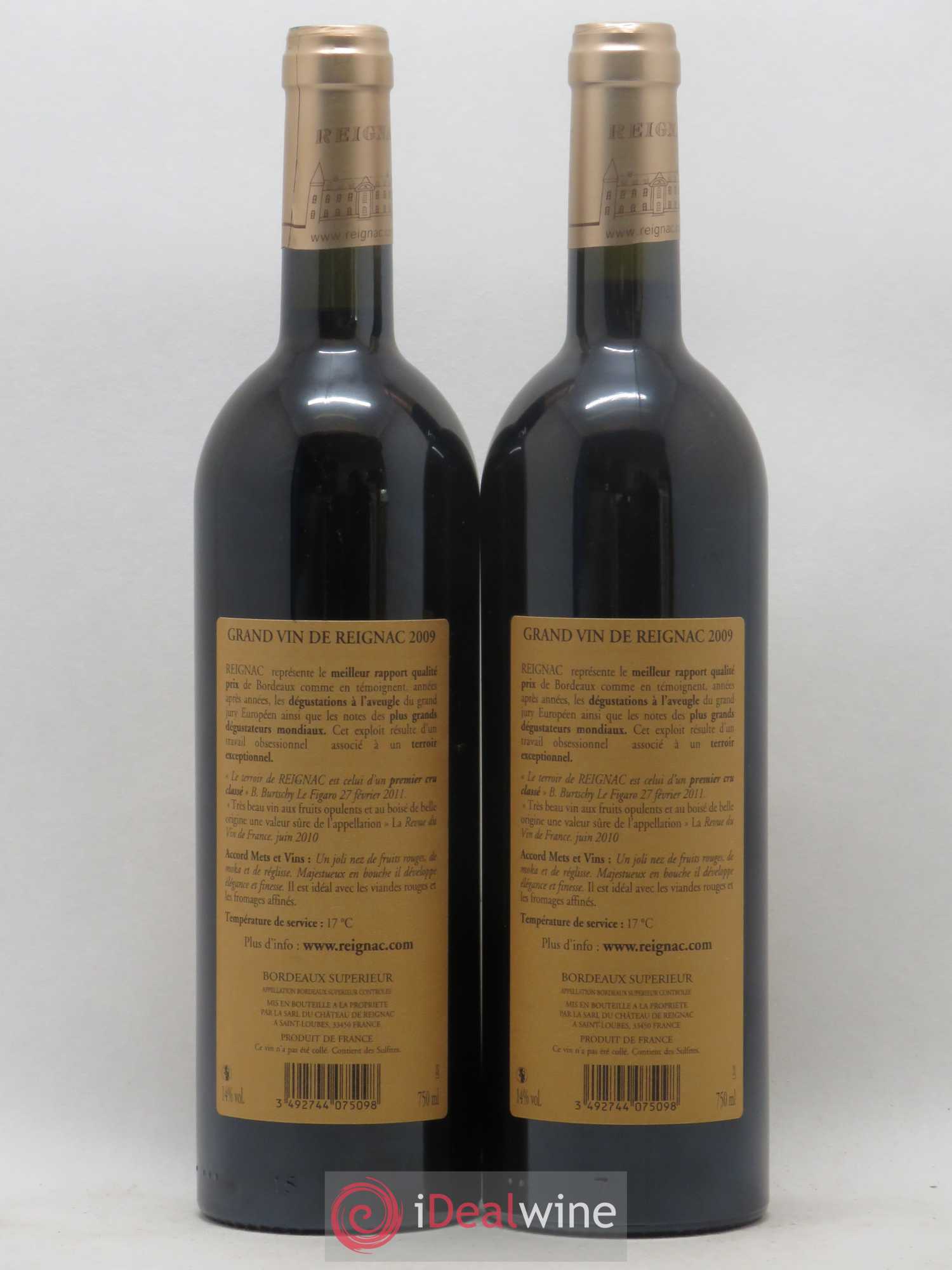 Grand vin de Reignac 2009 - Lot de 2 bouteilles - 1