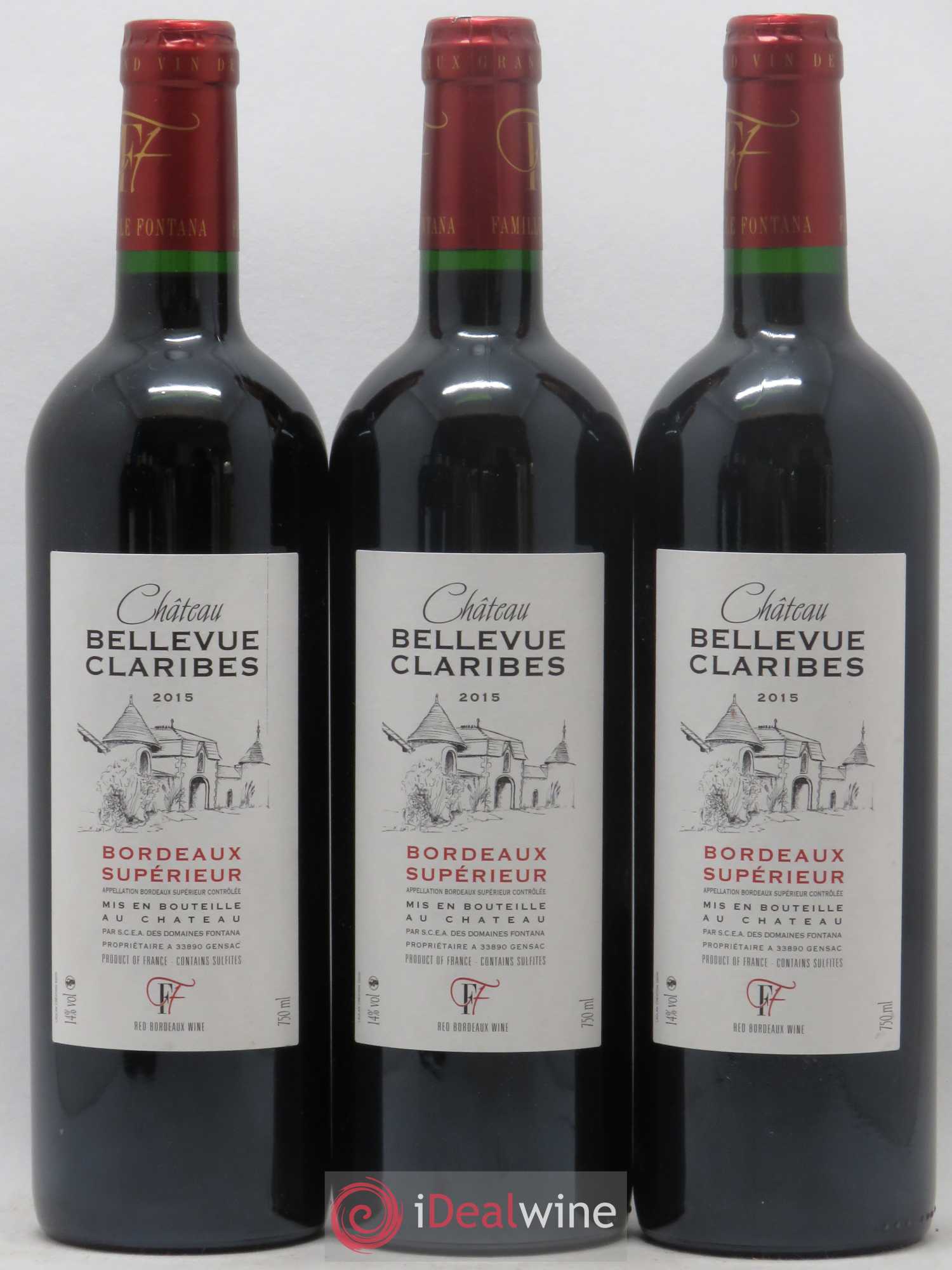 Bordeaux Supérieur Bellevue Claribes (no reserve) 2015 - Lot of 3 bottles - 0
