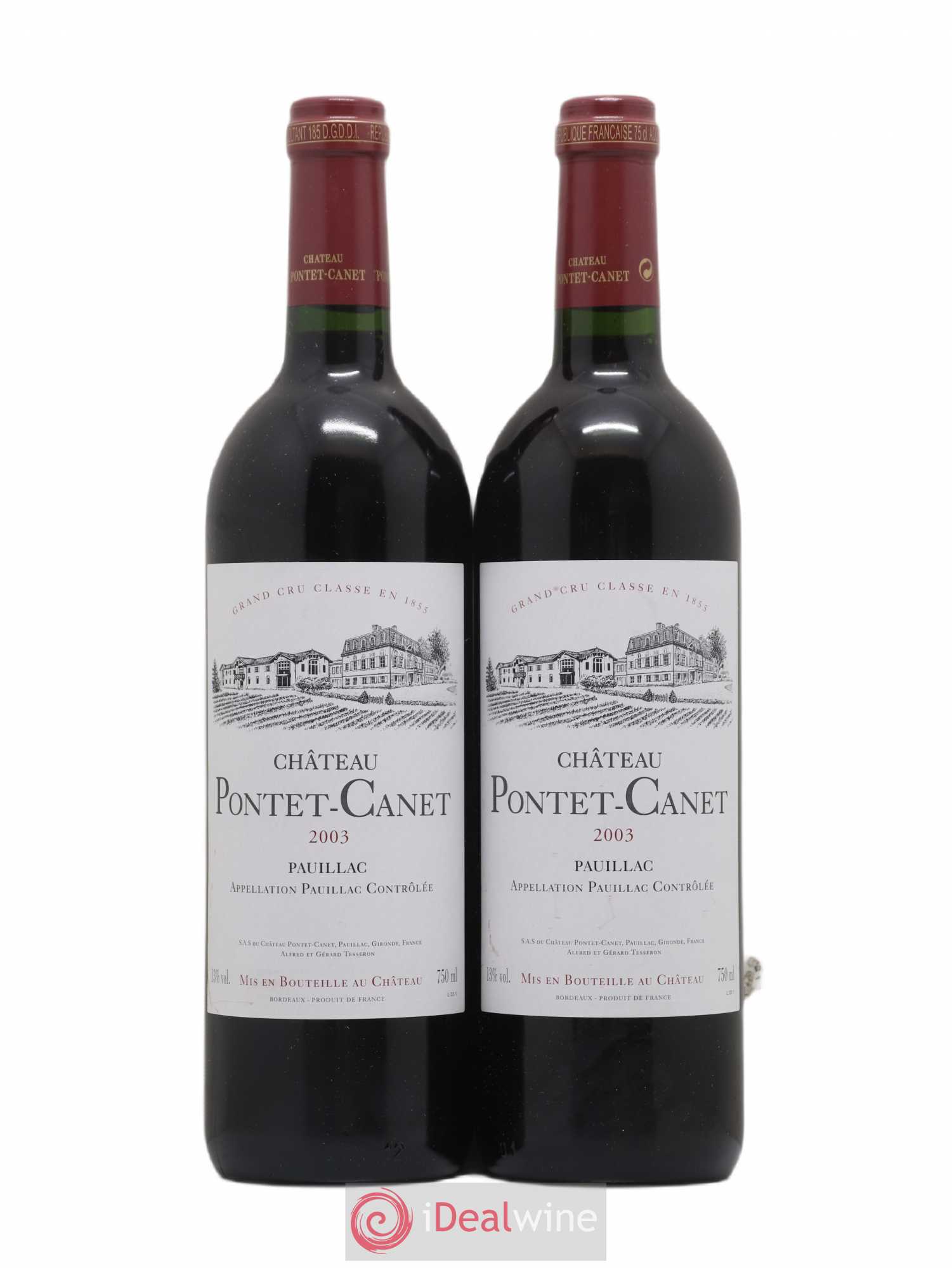 Château Pontet Canet 5ème Grand Cru Classé 2003 - Lot de 2 bouteilles - 0