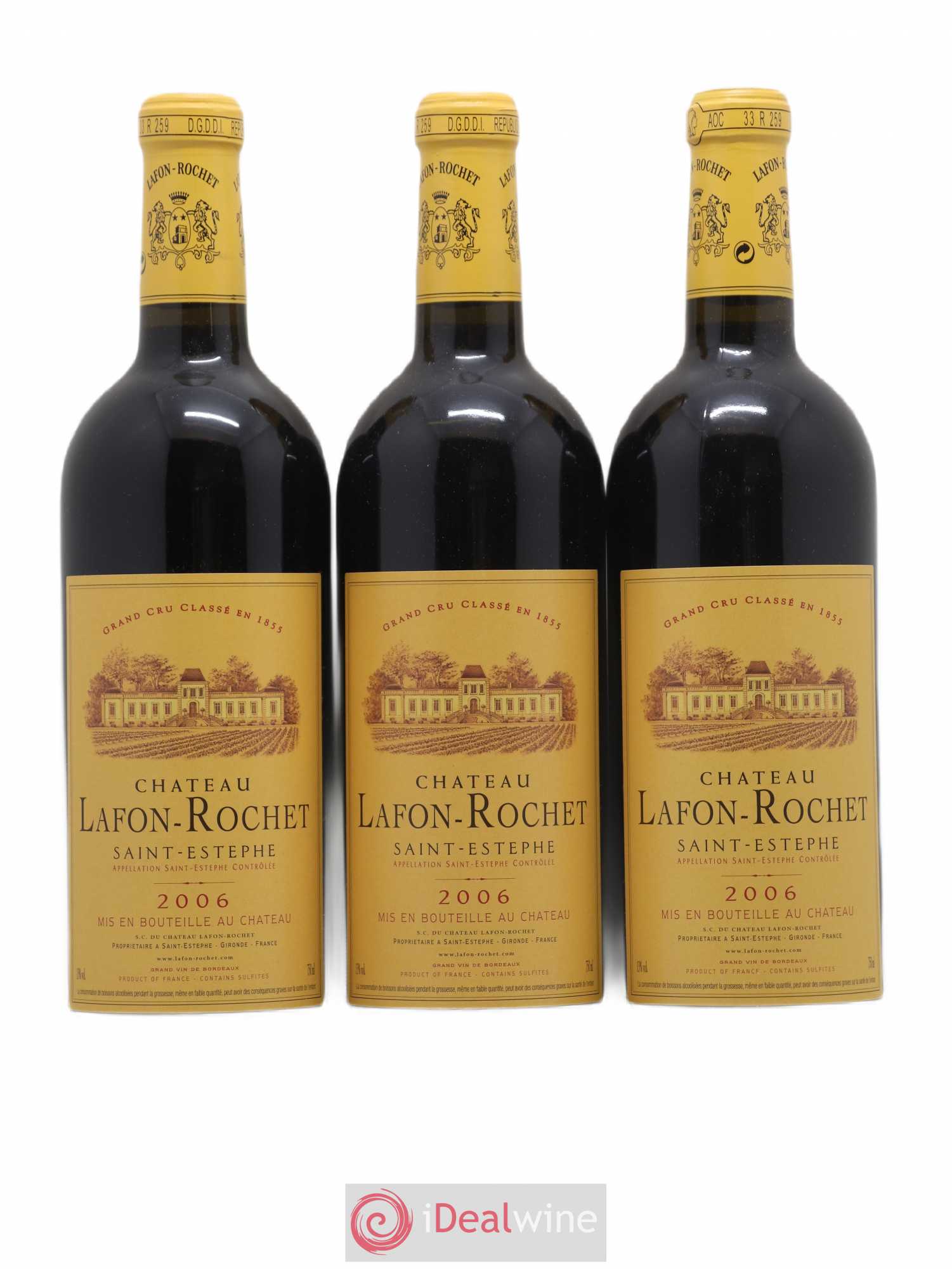 Château Lafon Rochet 4ème Grand Cru Classé 2006 - Lot de 3 bouteilles - 0