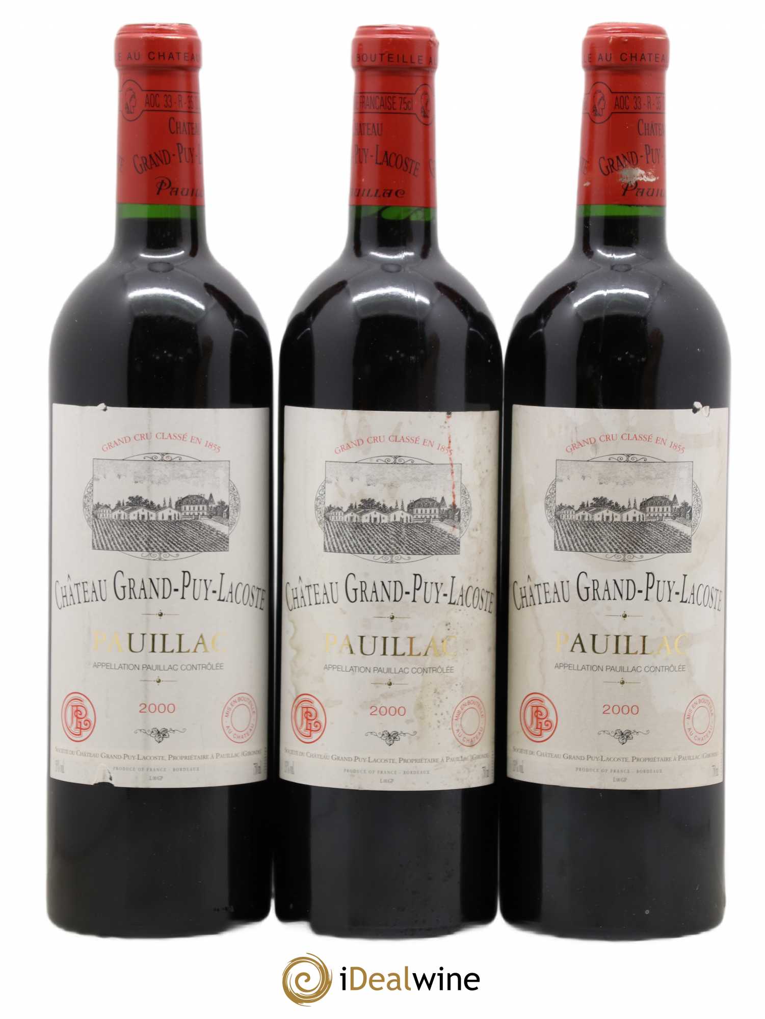 Château Grand Puy Lacoste 5ème Grand Cru Classé 2000 - Lot de 3 bouteilles - 0
