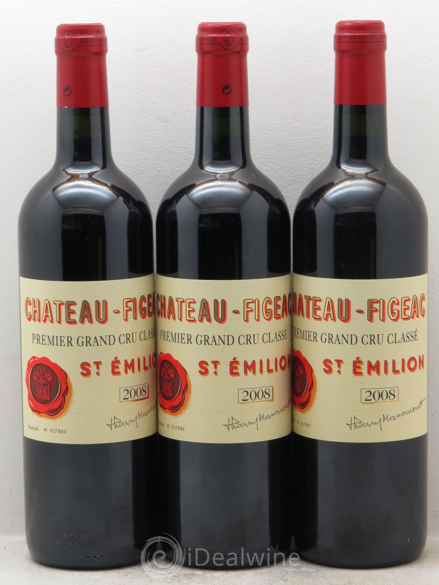 Château Figeac 1er Grand Cru Classé A 2008 - Lot de 3 bouteilles - 0