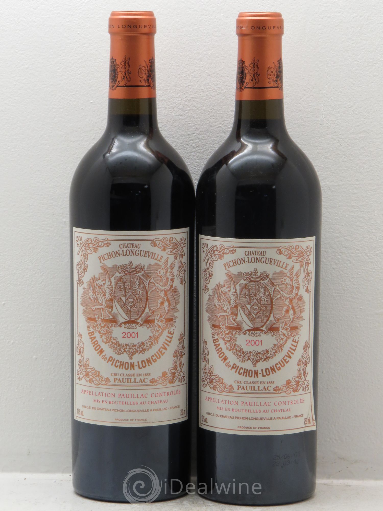 Pichon Longueville Baron 2ème Grand Cru Classé 2001 - Lot de 2 bouteilles - 0
