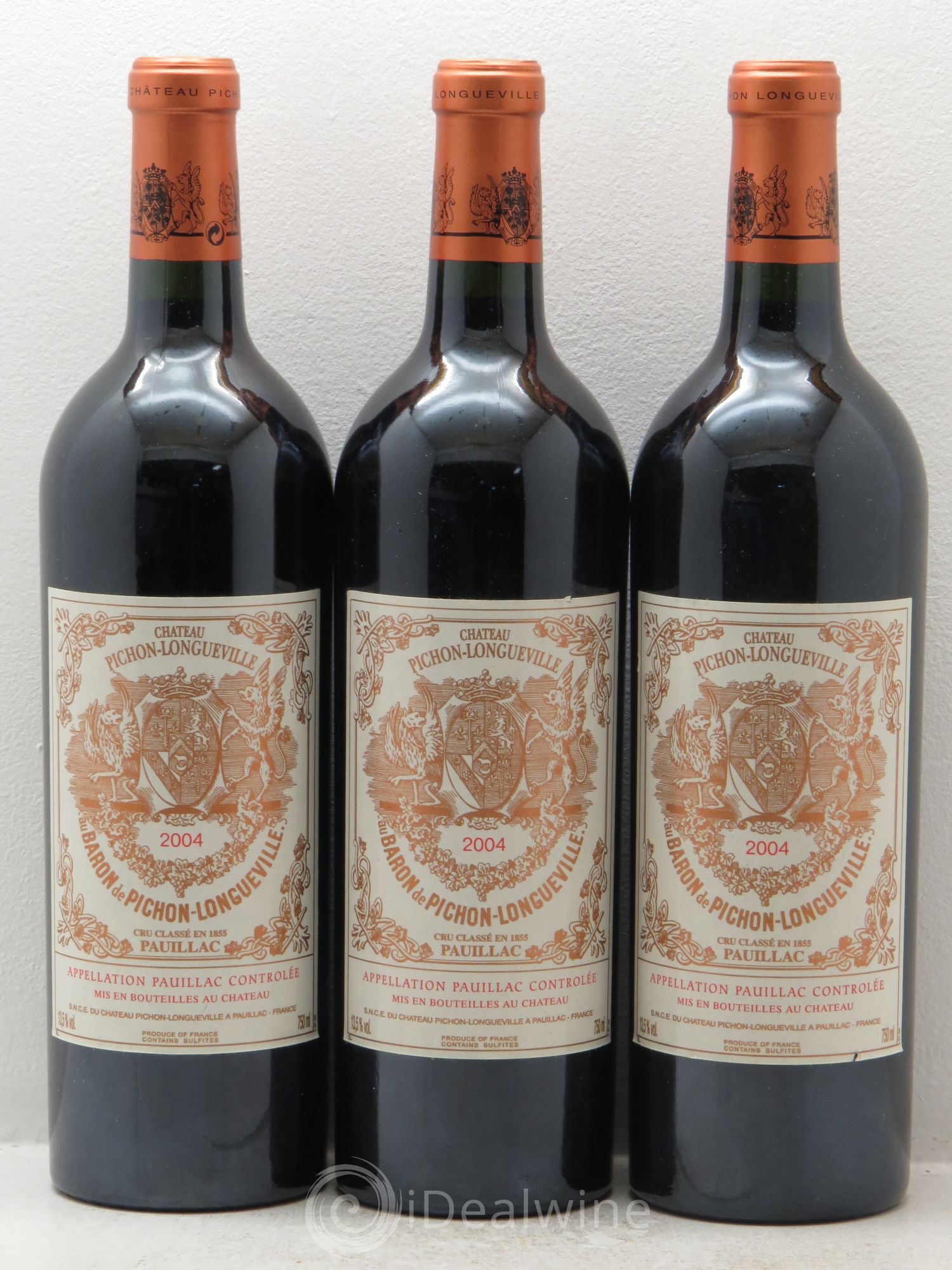 Pichon Longueville Baron 2ème Grand Cru Classé 2004 - Lot de 3 bouteilles - 0