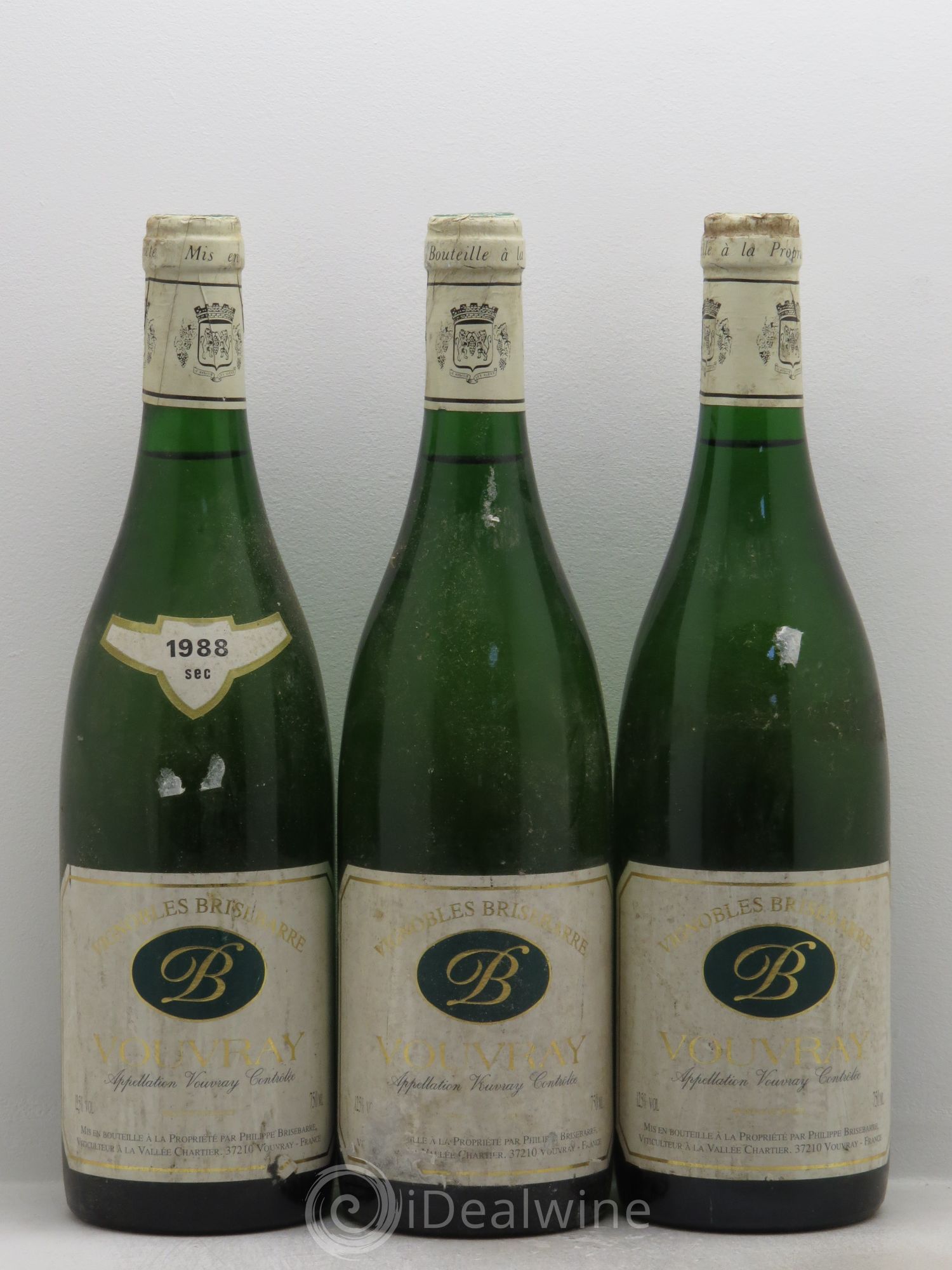 Vouvray Brisbare (sans prix de réserve) 1988 - Posten von 3 Flaschen - 0