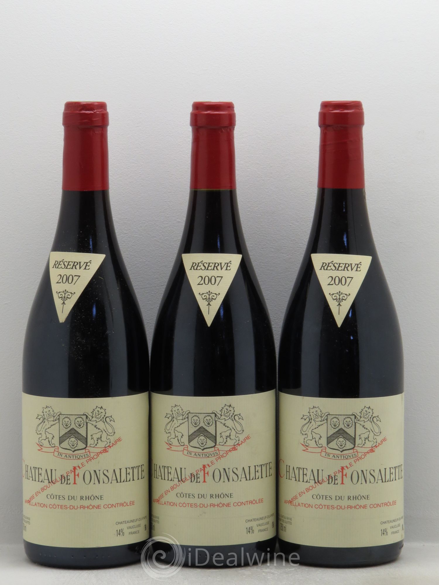 Côtes-du-Rhône Château de Fonsalette Emmanuel Reynaud 2007 - Lot de 3 bouteilles - 0