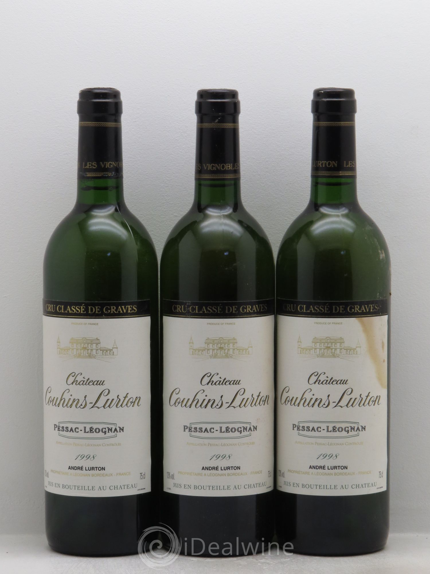 Château Couhins-Lurton Cru Classé de Graves 1998 - Lot de 3 bouteilles - 0