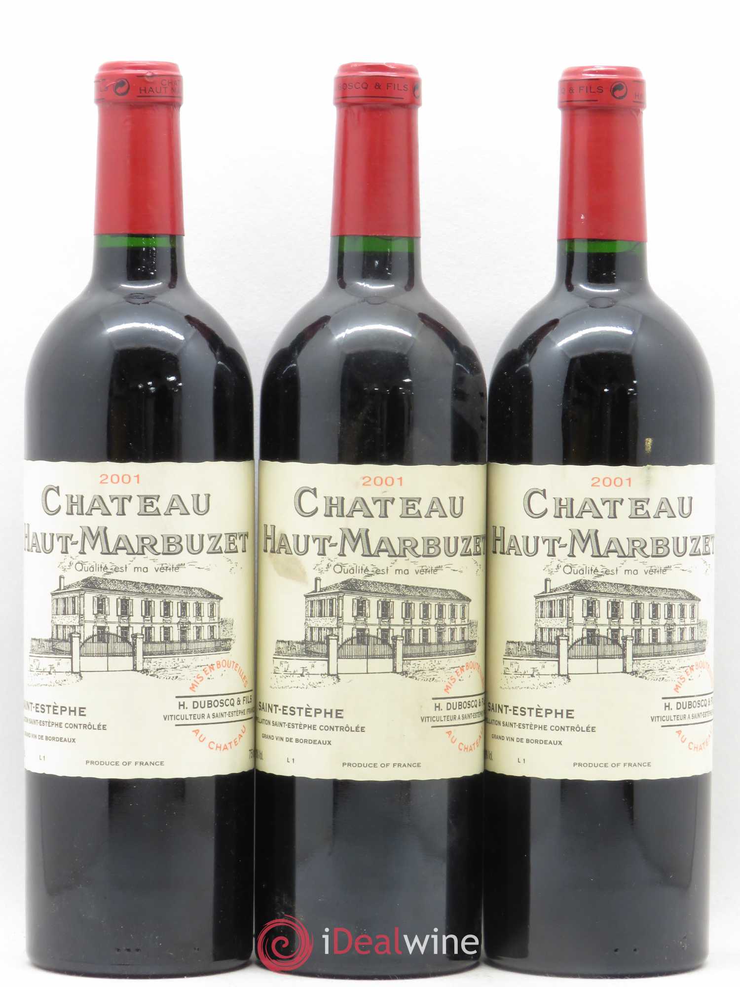 Château Haut Marbuzet 2001 - Lot de 3 bouteilles - 0