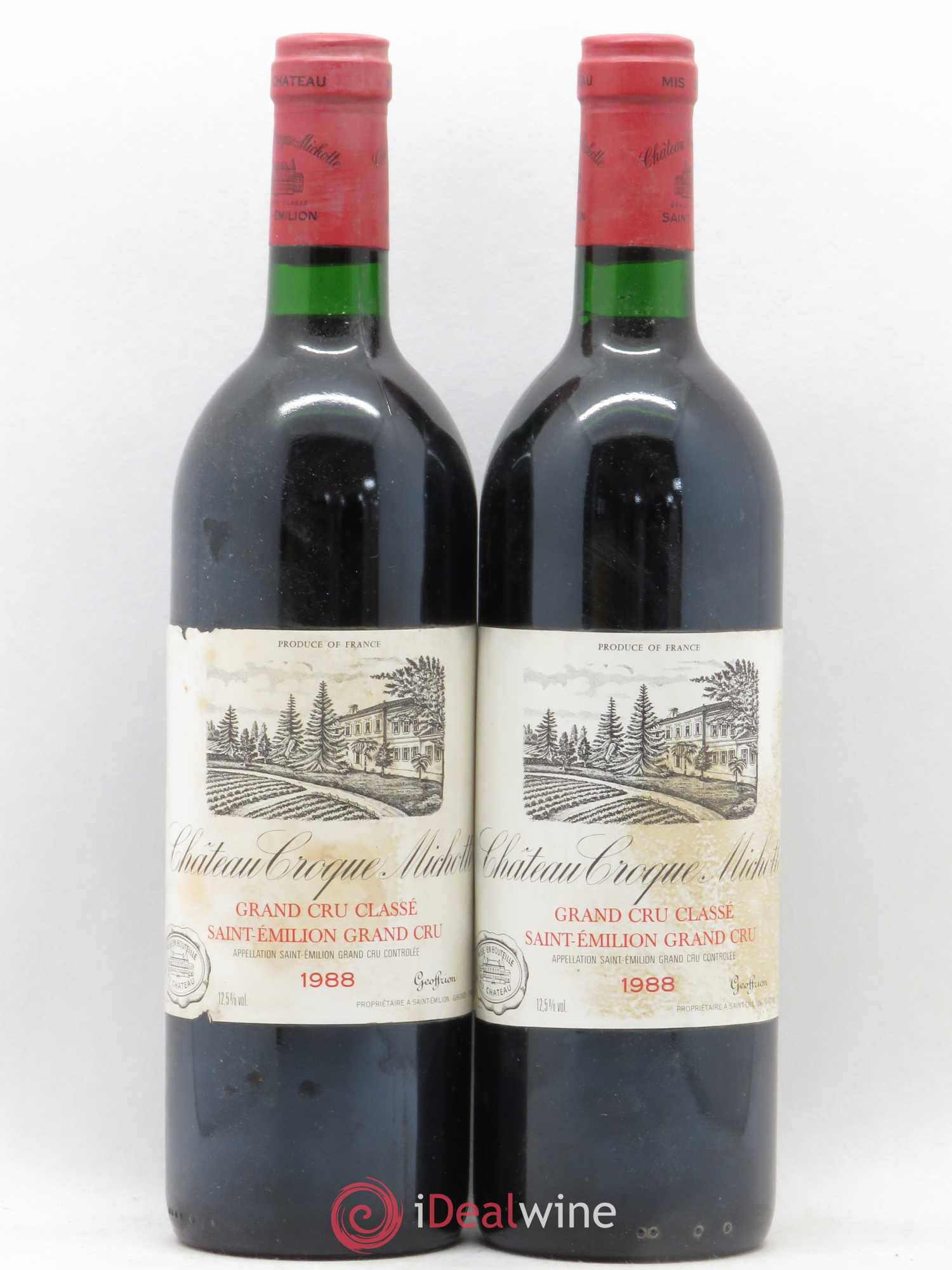 Château Croque Michotte 1988 - Lot de 2 bouteilles - 0