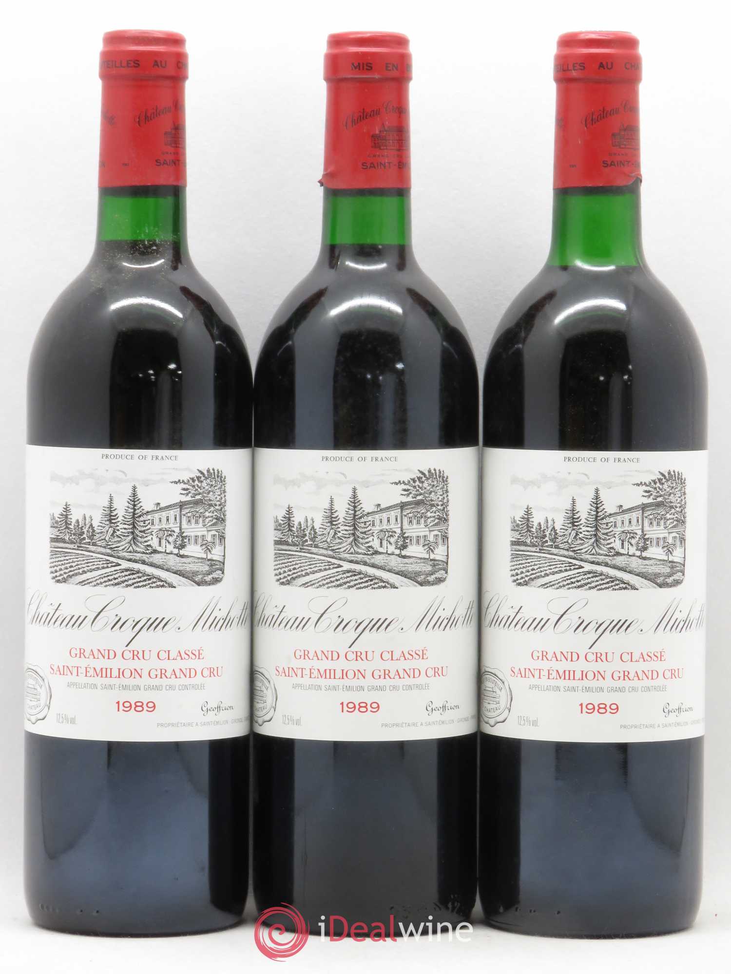 Château Croque Michotte 1989 - Lot de 3 bouteilles - 0