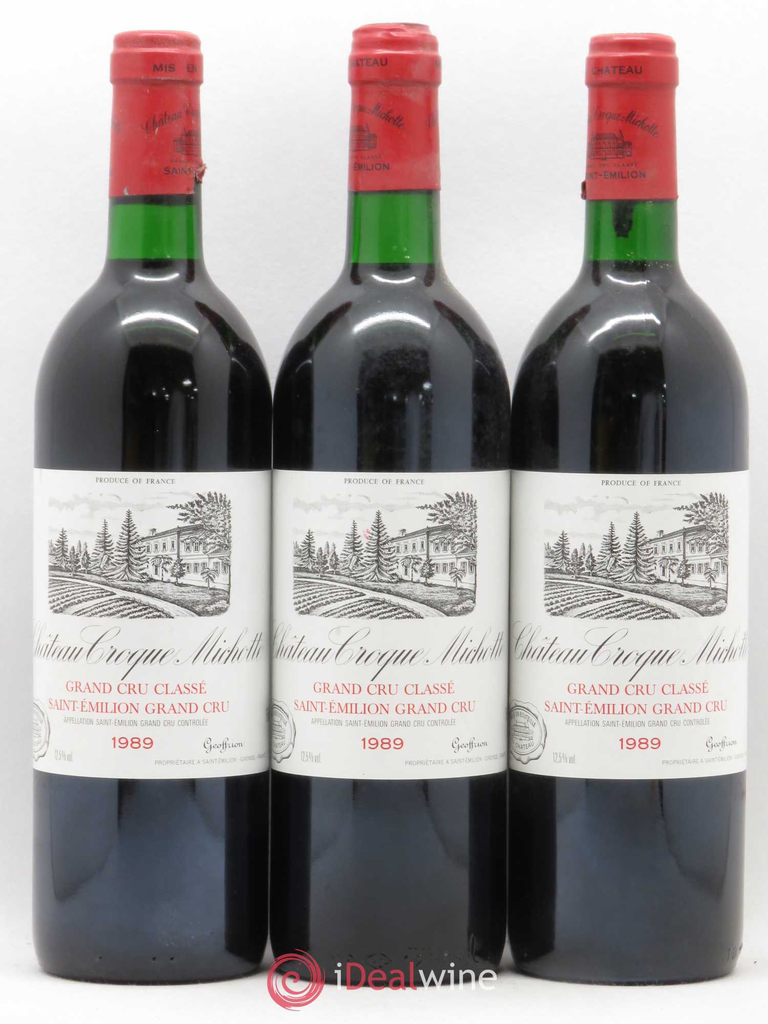 Château Croque Michotte 1989 - Lot de 3 bouteilles - 0