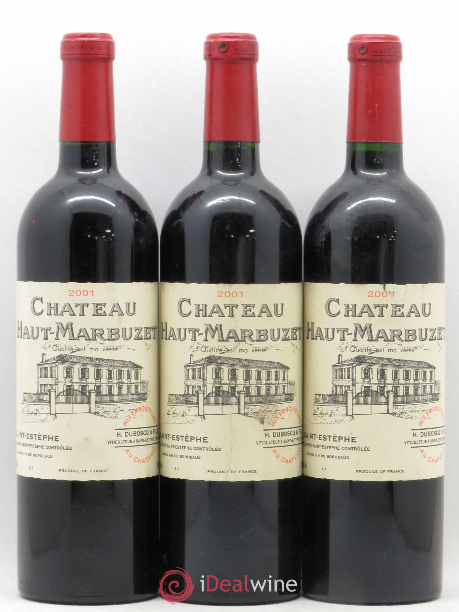 Château Haut Marbuzet 2001 - Lot de 3 bouteilles - 0