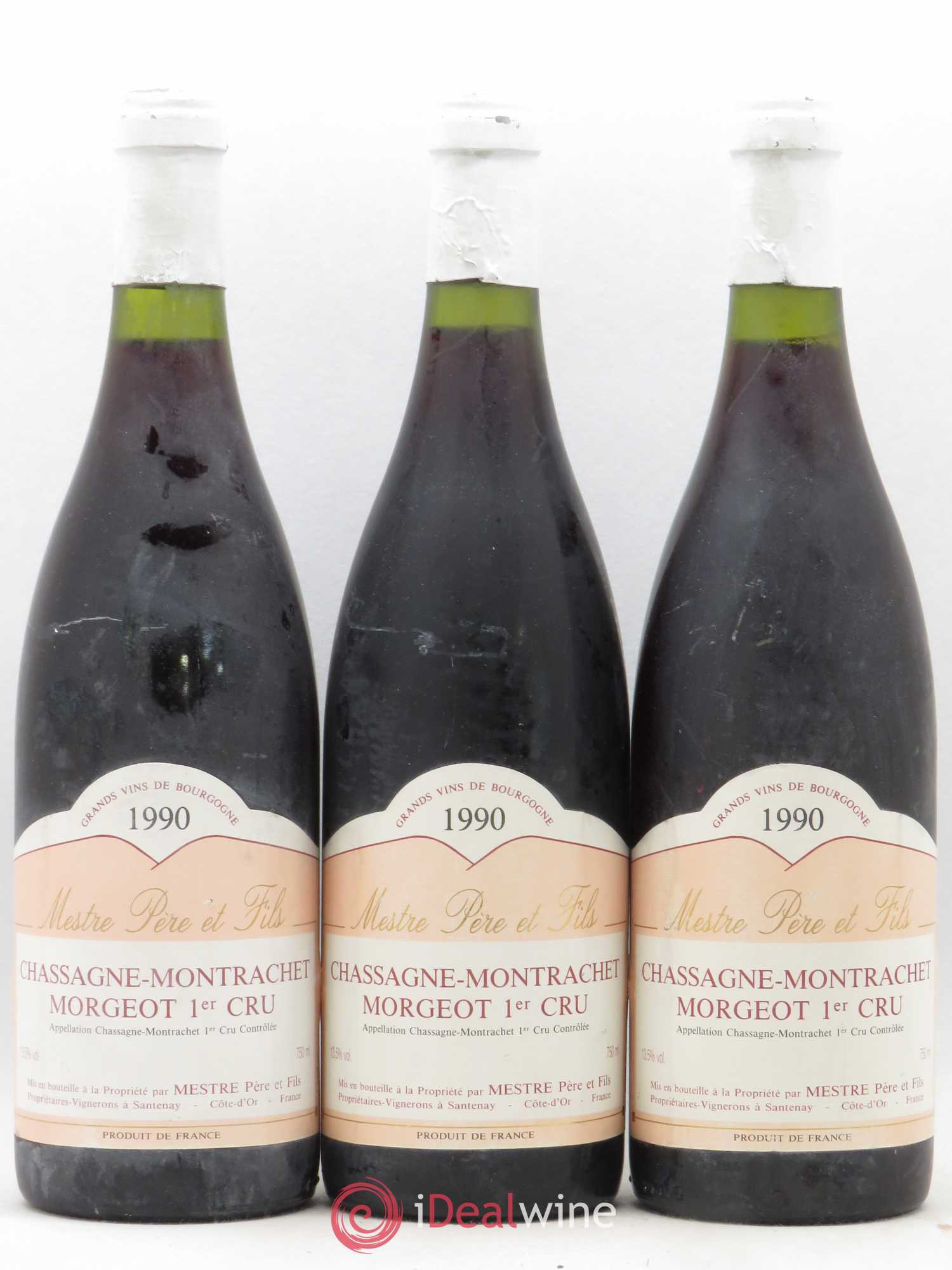 Chassagne-Montrachet 1er Cru Morgeot Mestre Père & Fils 1990 - Lot de 3 bouteilles - 0