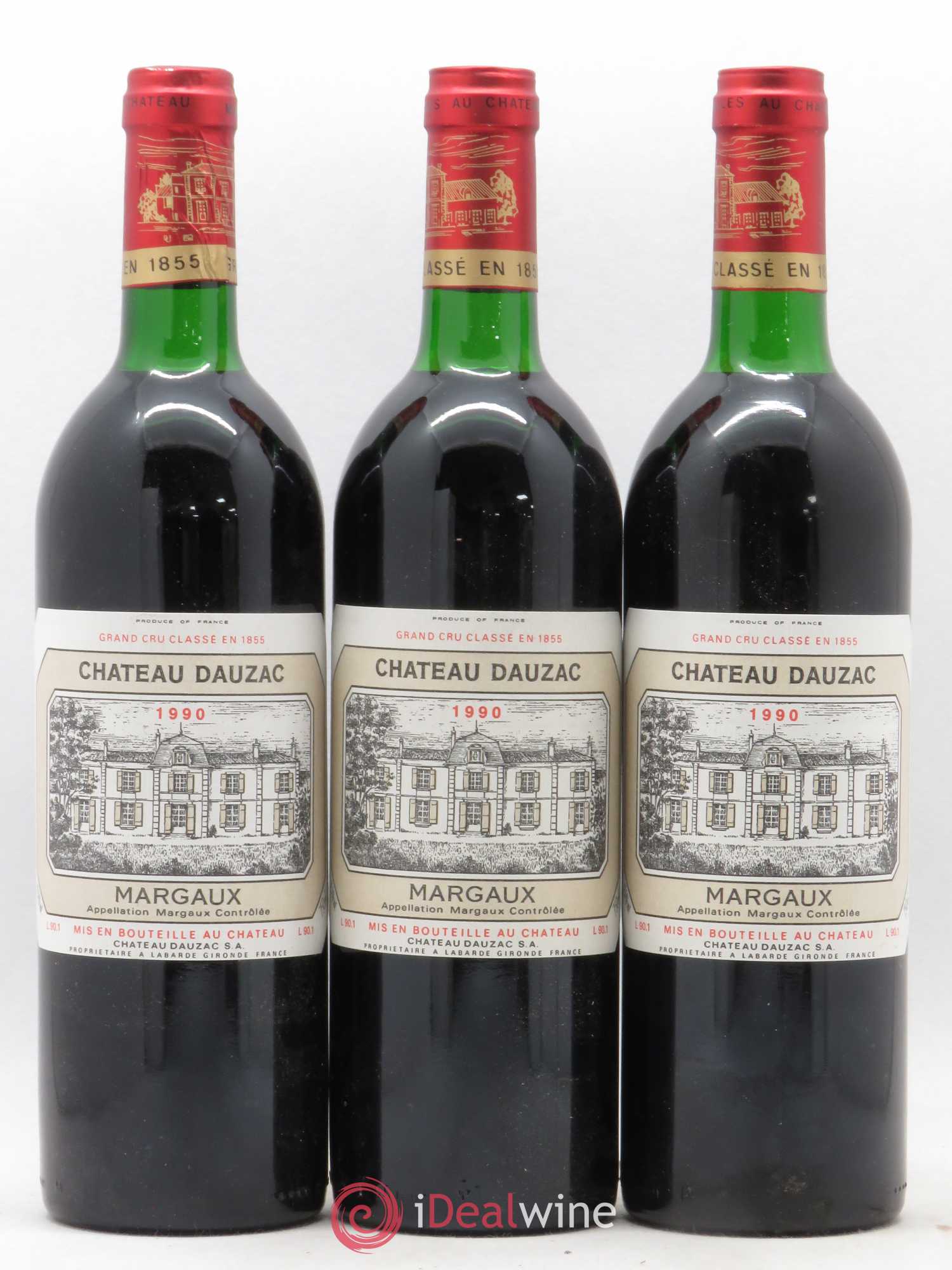 Château Dauzac 5ème Grand Cru Classé 1990 - Lot de 3 bouteilles - 0