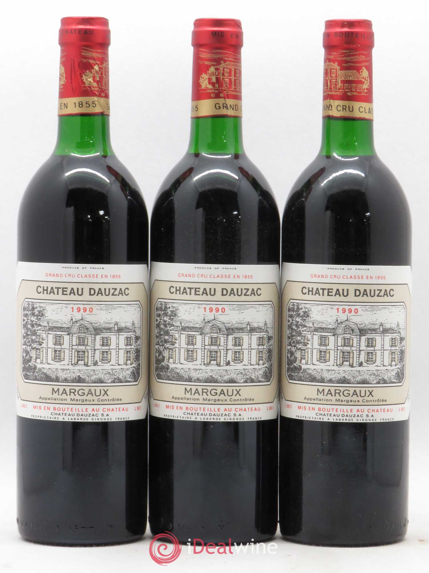 Château Dauzac 5ème Grand Cru Classé 1990 - Lot de 3 bouteilles - 0