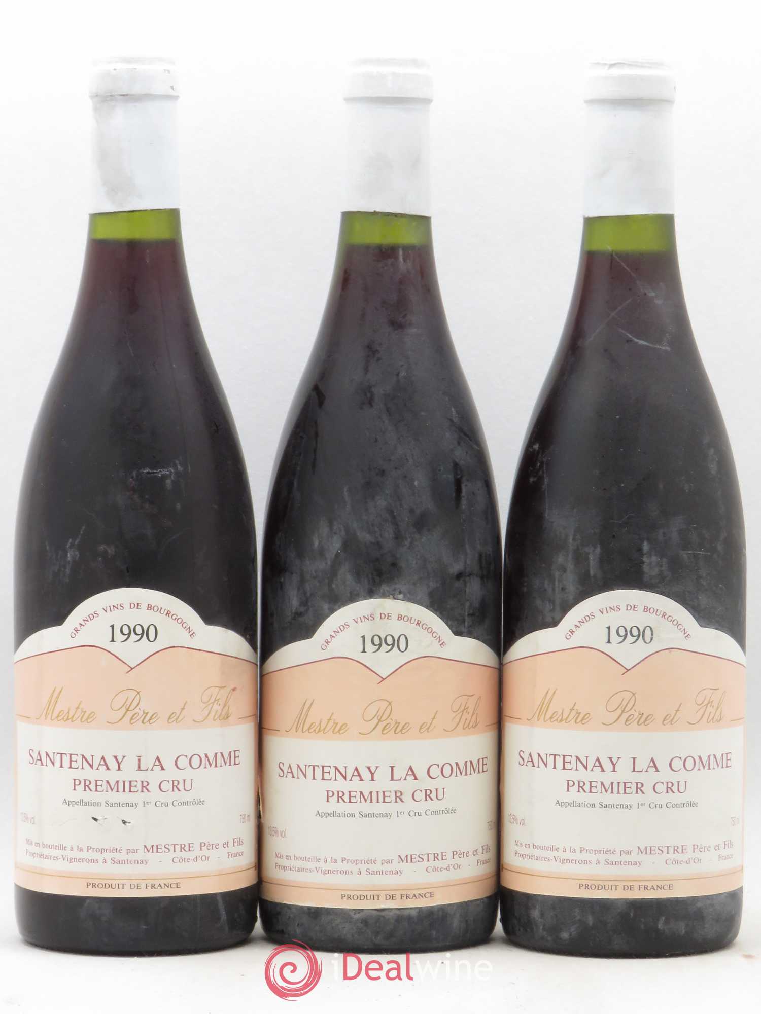 Santenay 1er Cru La Comme Mestre Père & Fils 1990 - Posten von 3 Flaschen - 0