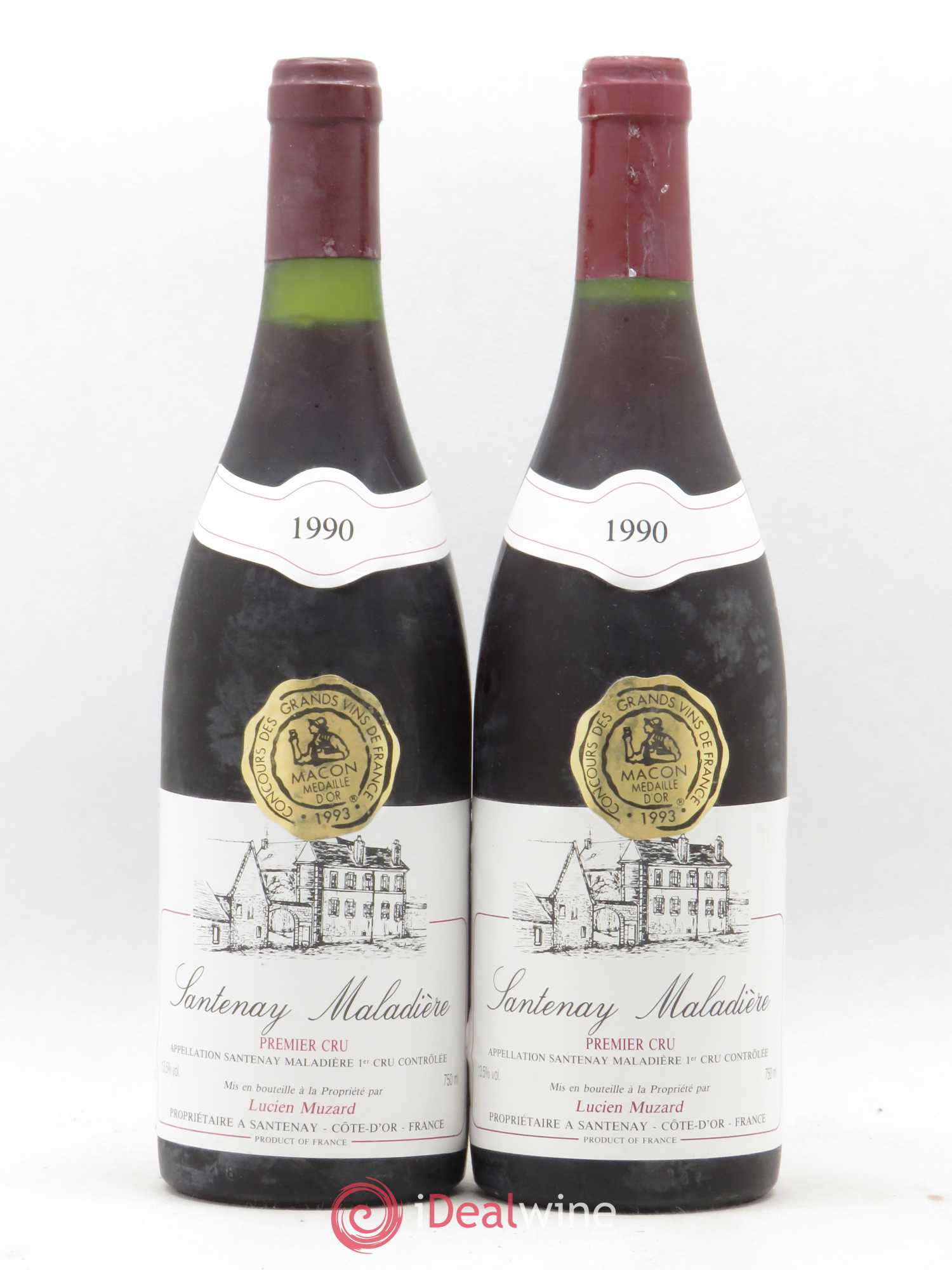 Santenay 1er Cru Maladière Lucien Muzard 1990 - Lot de 2 bouteilles - 0