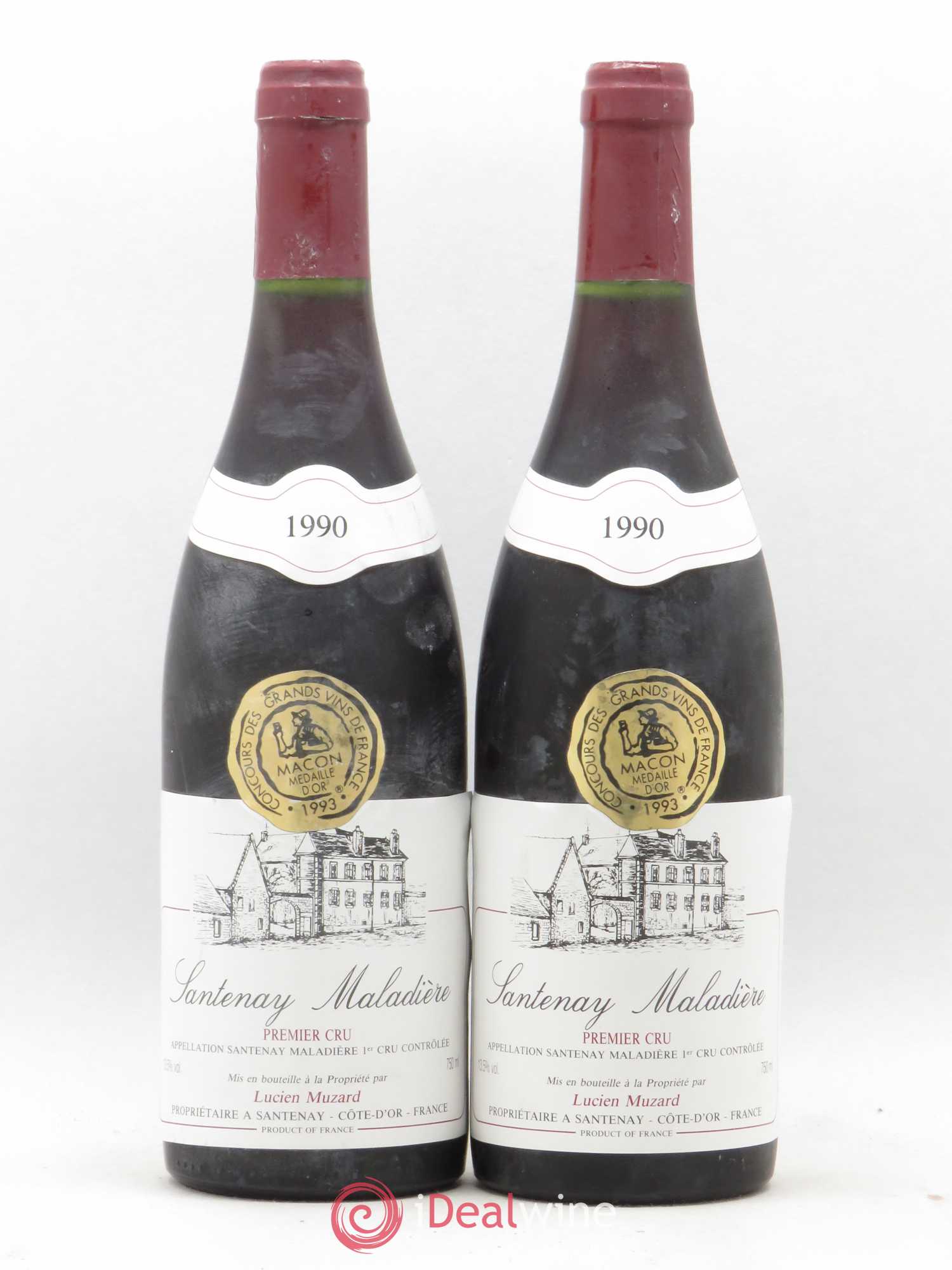 Santenay 1er Cru Maladière Lucien Muzard 1990 - Lot de 2 bouteilles - 0