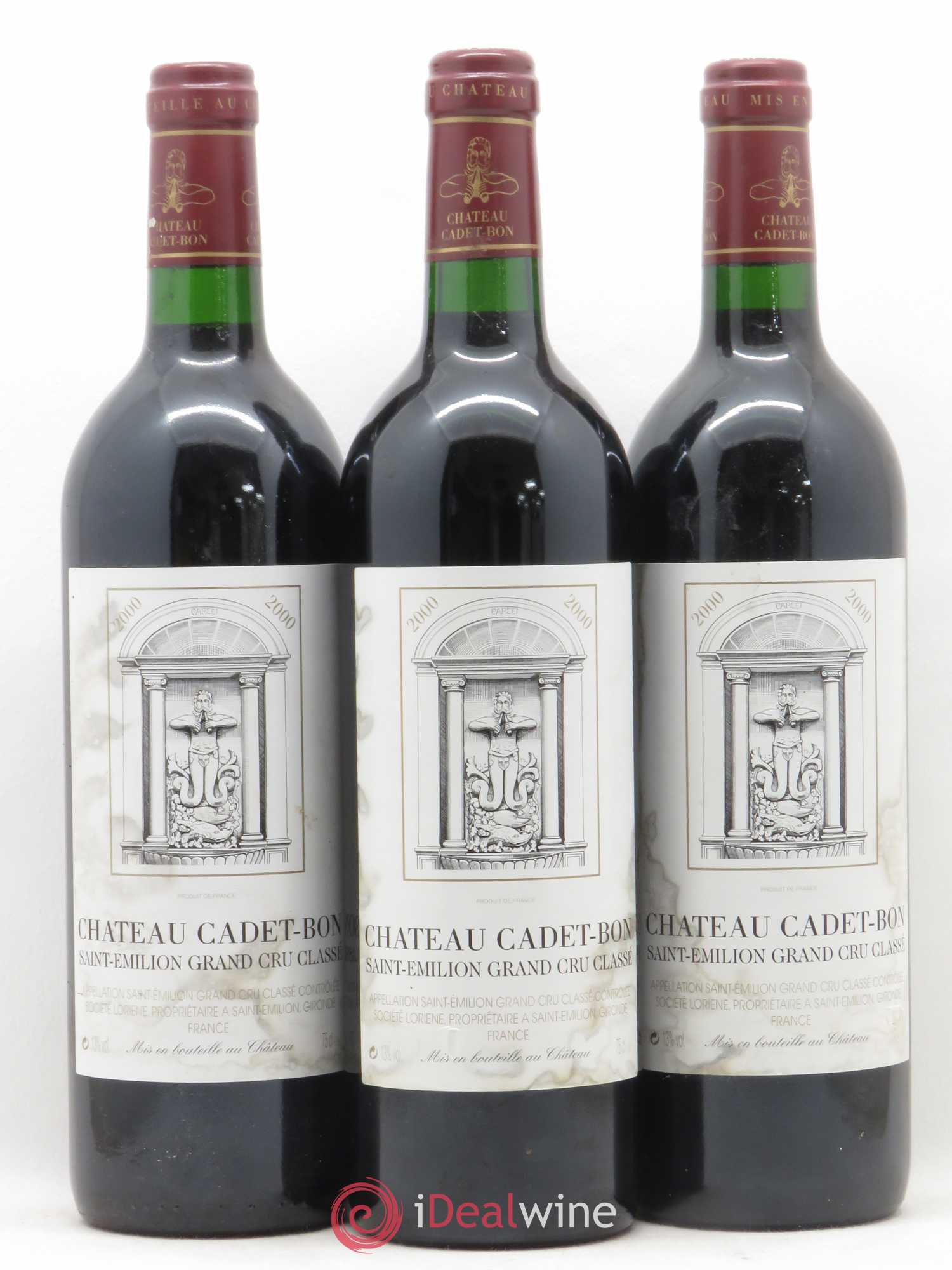 Château Cadet Bon Grand Cru Classé 2000 - Lot de 3 bouteilles - 0