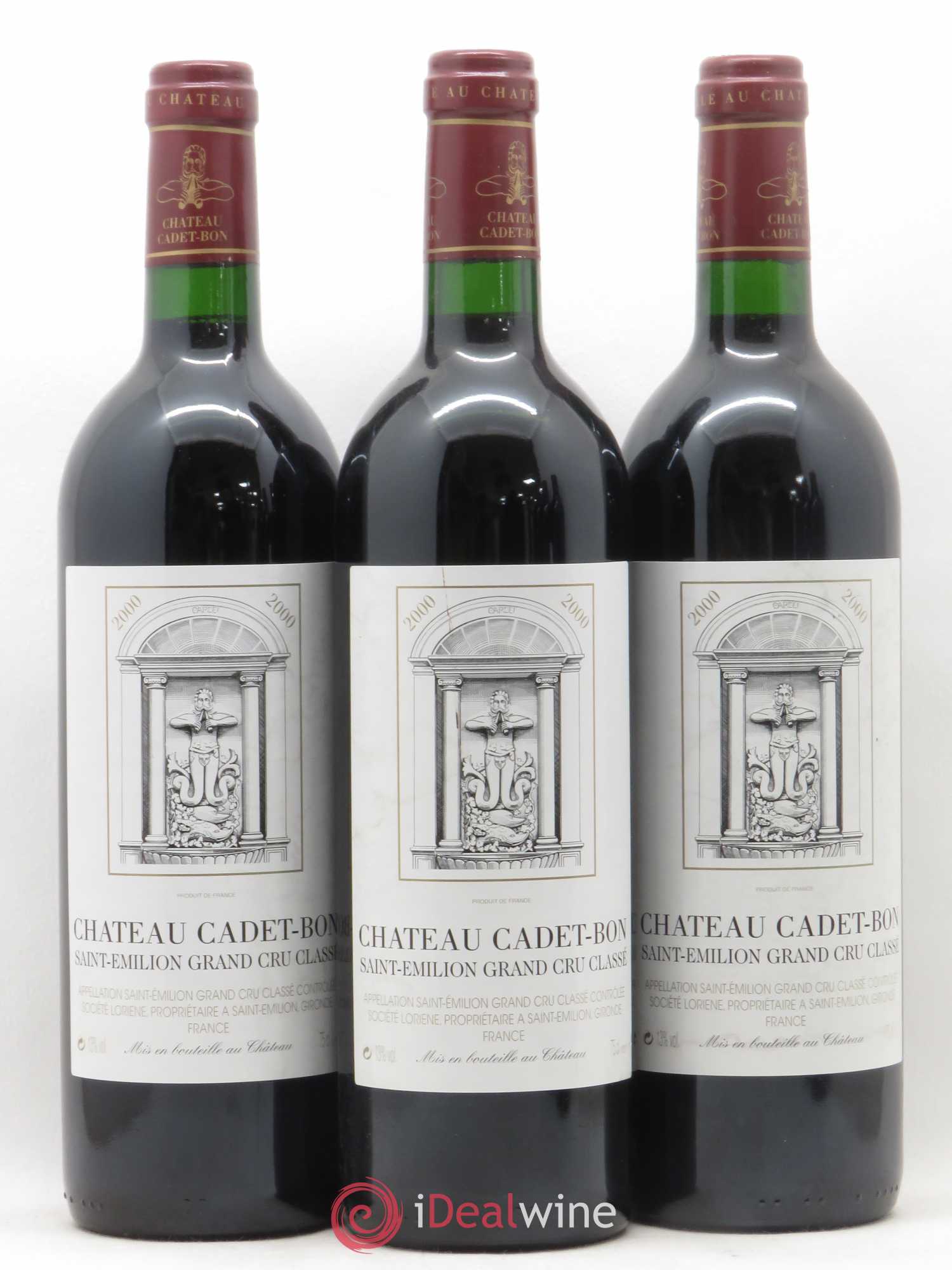 Château Cadet Bon Grand Cru Classé 2000 - Lot de 3 bouteilles - 0