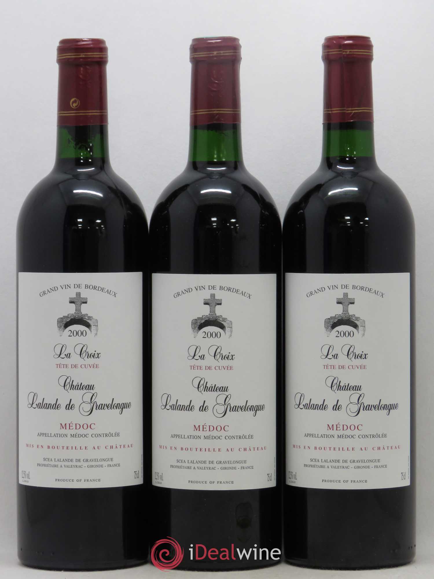 Médoc Château Lalande De Gravelongue Cuvee La Croix Tête De Cuvée 2000 - Posten von 6 Flaschen - 1