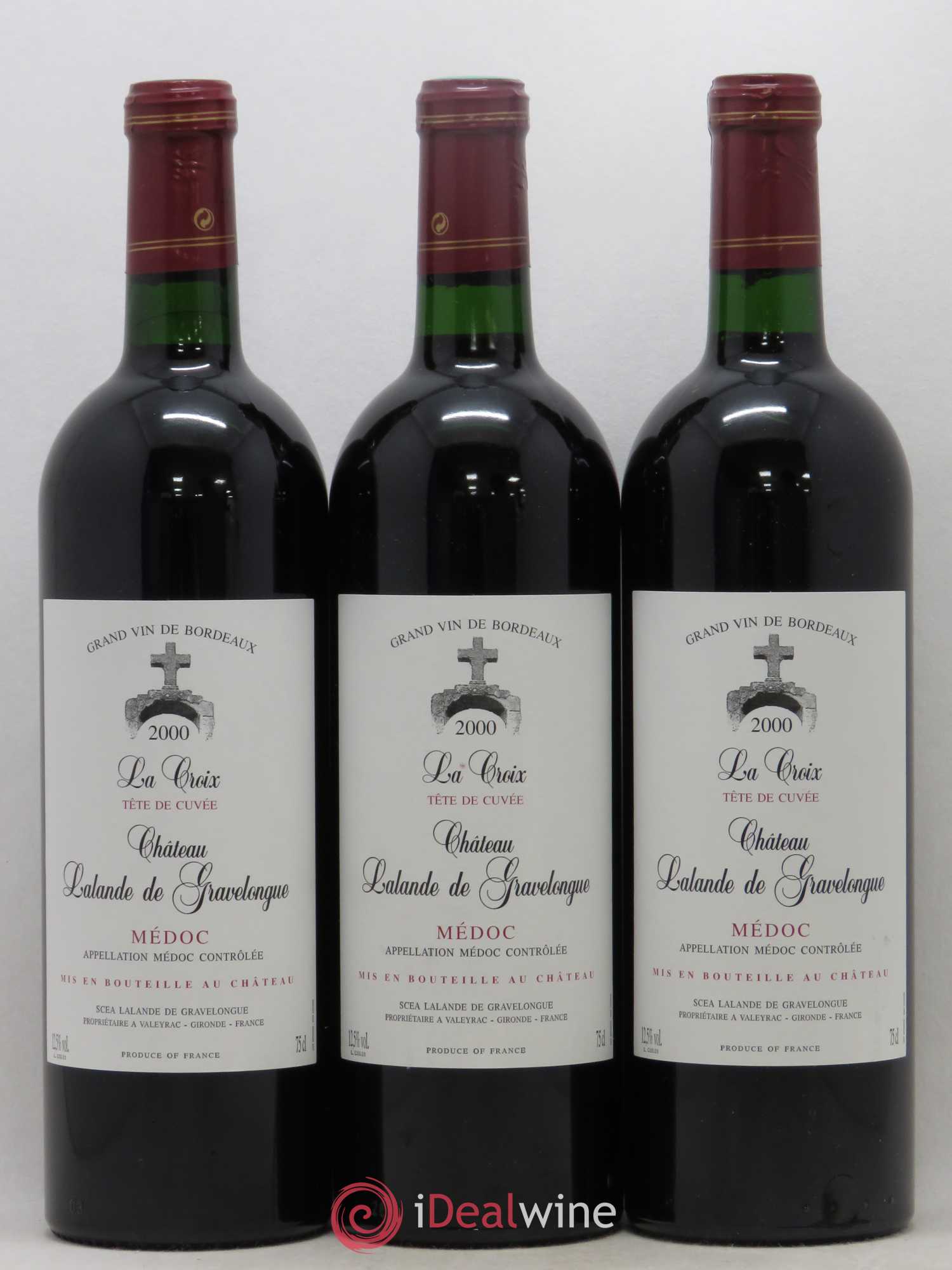 Médoc Château Lalande De Gravelongue Cuvee La Croix Tête De Cuvée 2000 - Posten von 6 Flaschen - 2