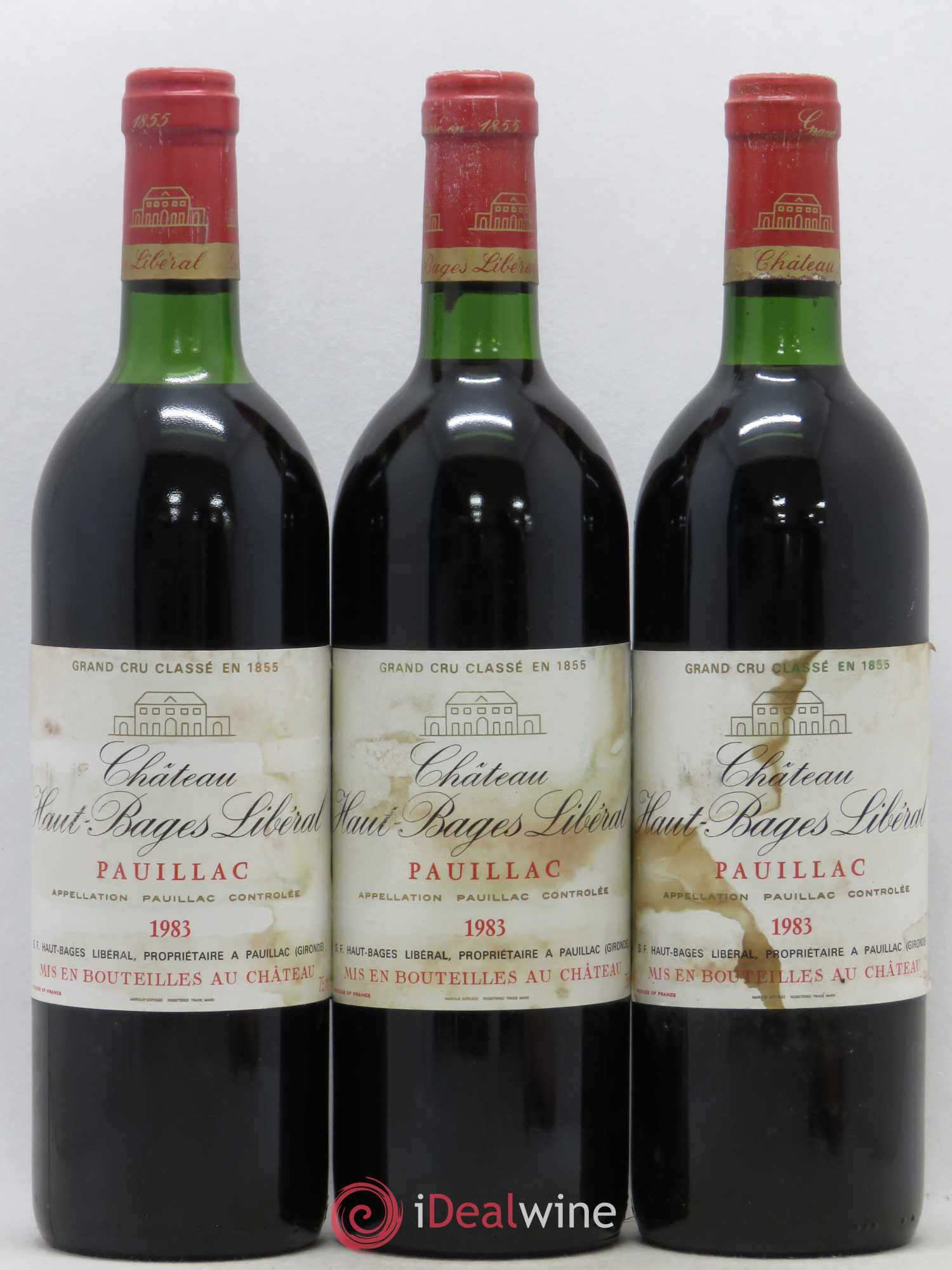 Château Haut Bages Libéral 5ème Grand Cru Classé 1983 - Lot de 3 bouteilles - 0