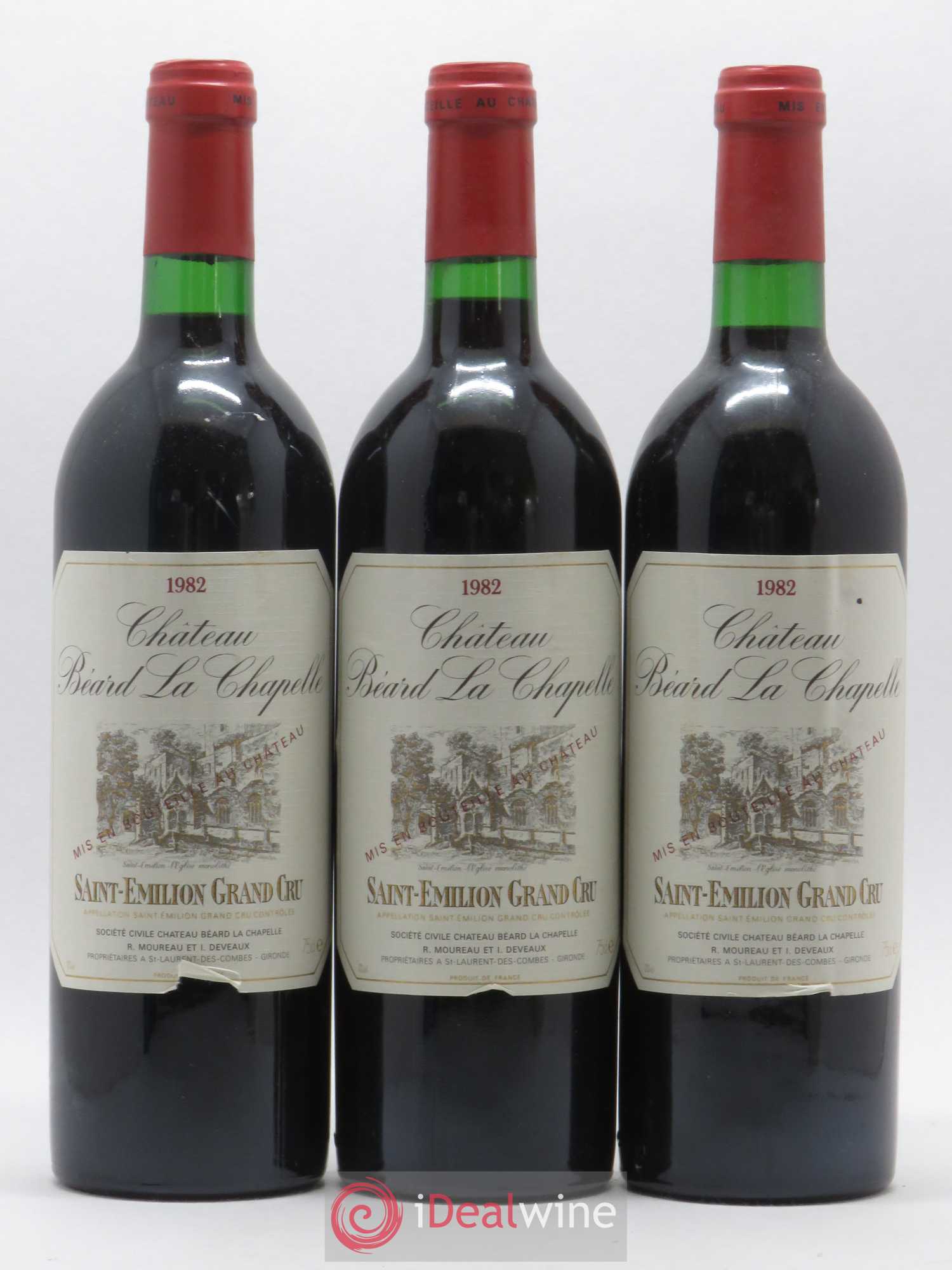 Saint-Émilion Grand Cru Château Béard La Chapelle 1982 - Lot de 3 bouteilles - 0