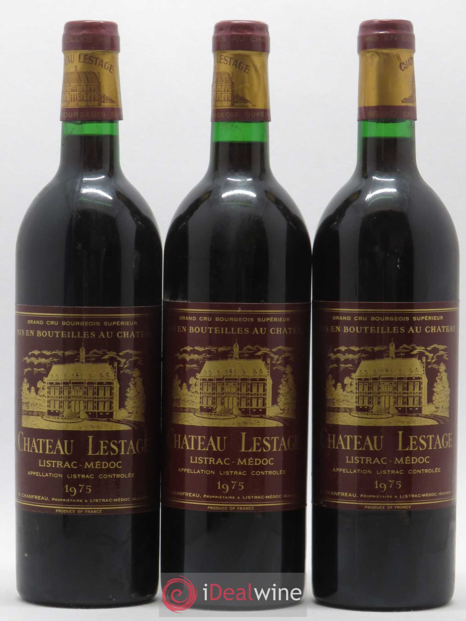 Château Lestage Cru Bourgeois 1975 - Lot de 3 bouteilles - 0