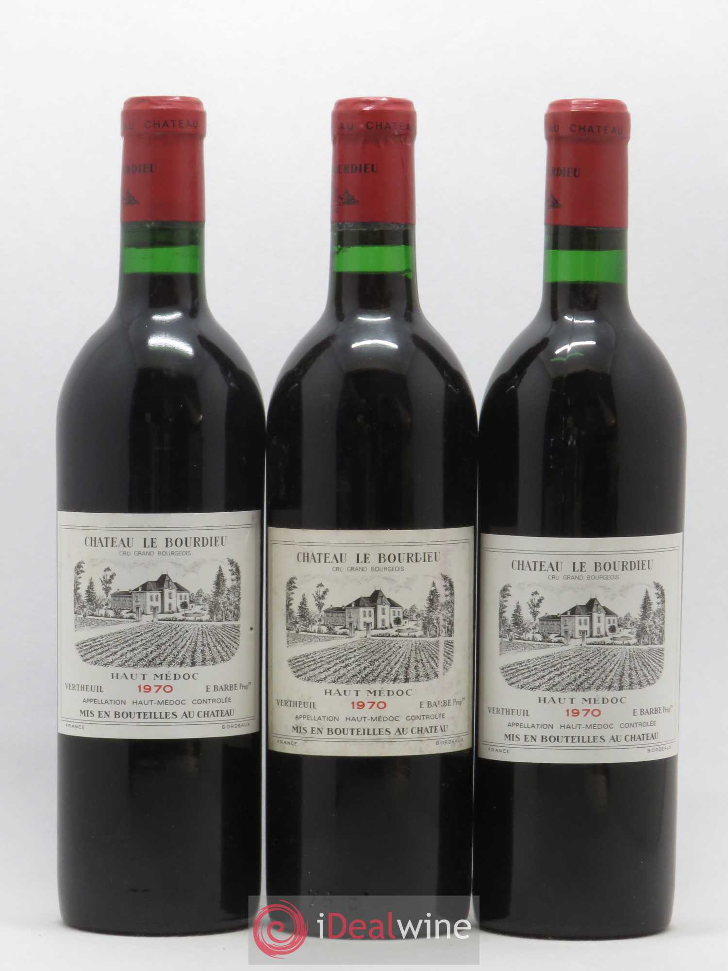 Haut Médoc Château Le Bourdieu 1970 - Posten von 3 Flaschen - 0