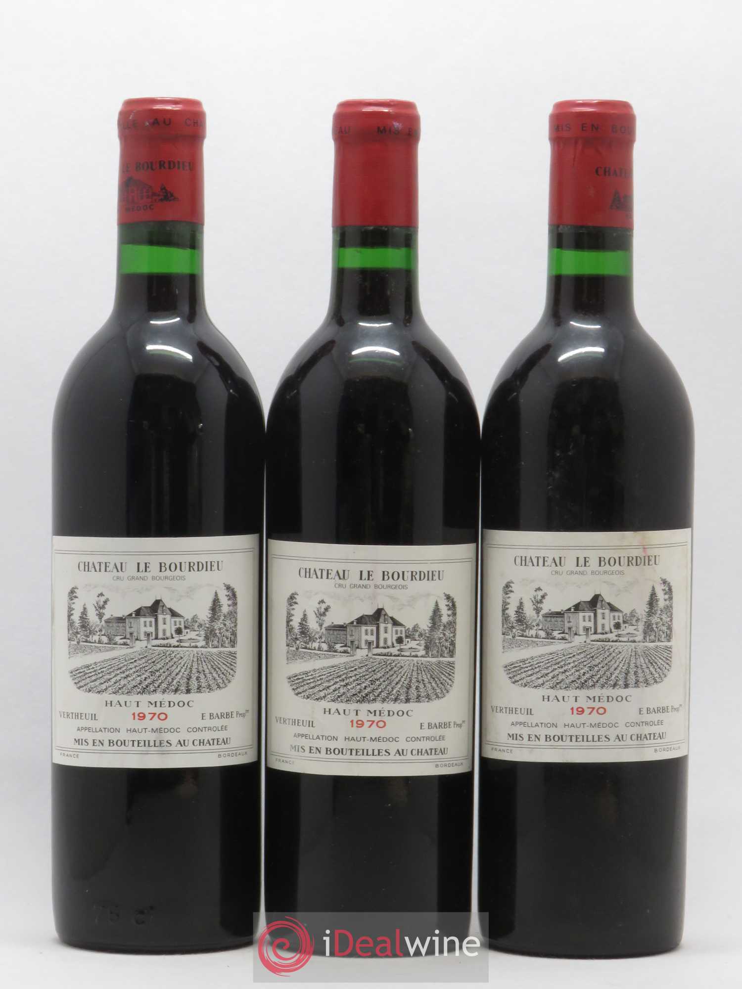 Haut Médoc Château Le Bourdieu 1970 - Posten von 3 Flaschen - 0