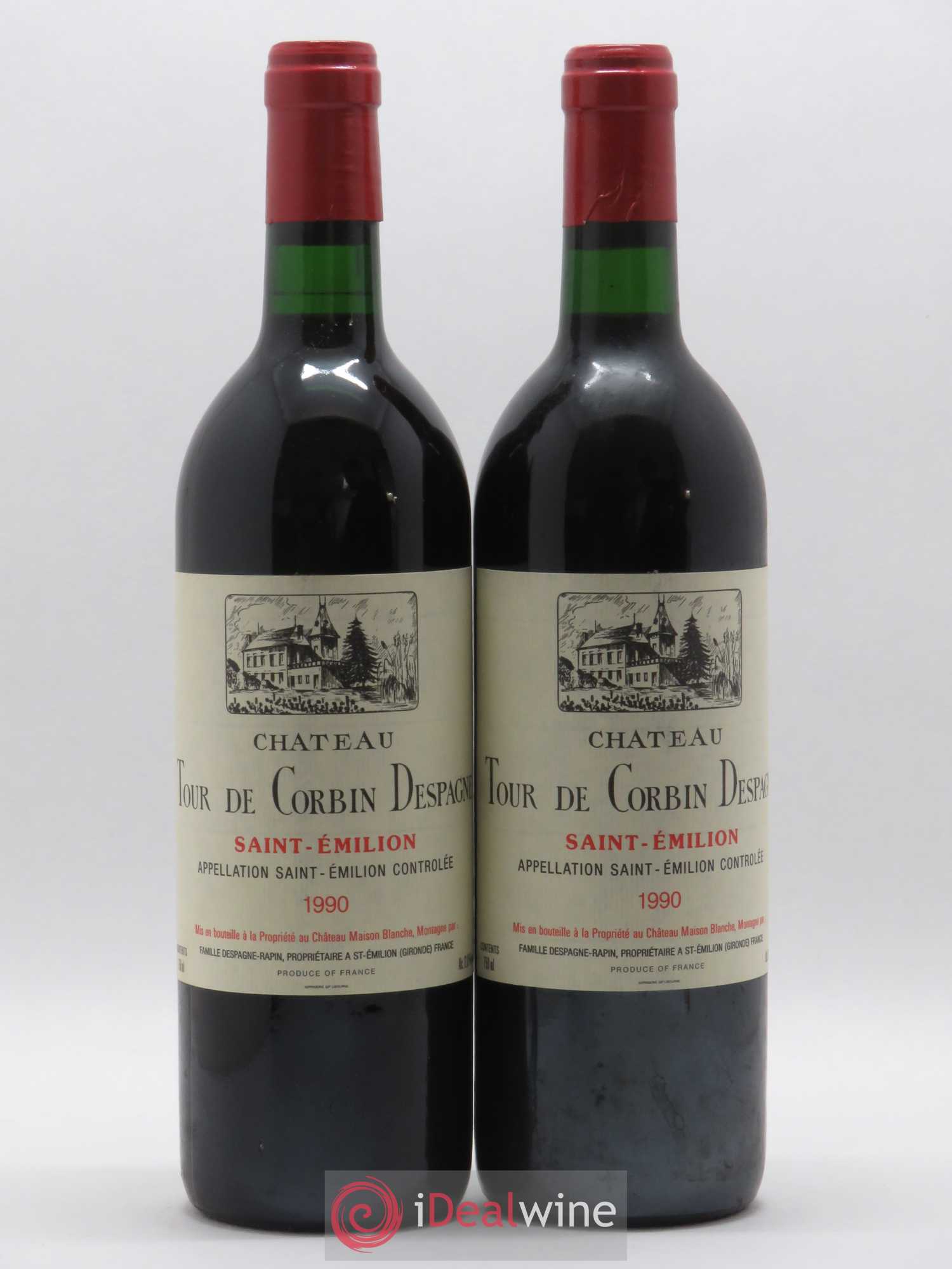 Saint-Émilion Château Tour De Corbin Despagne 1990 - Posten von 2 Flaschen - 0