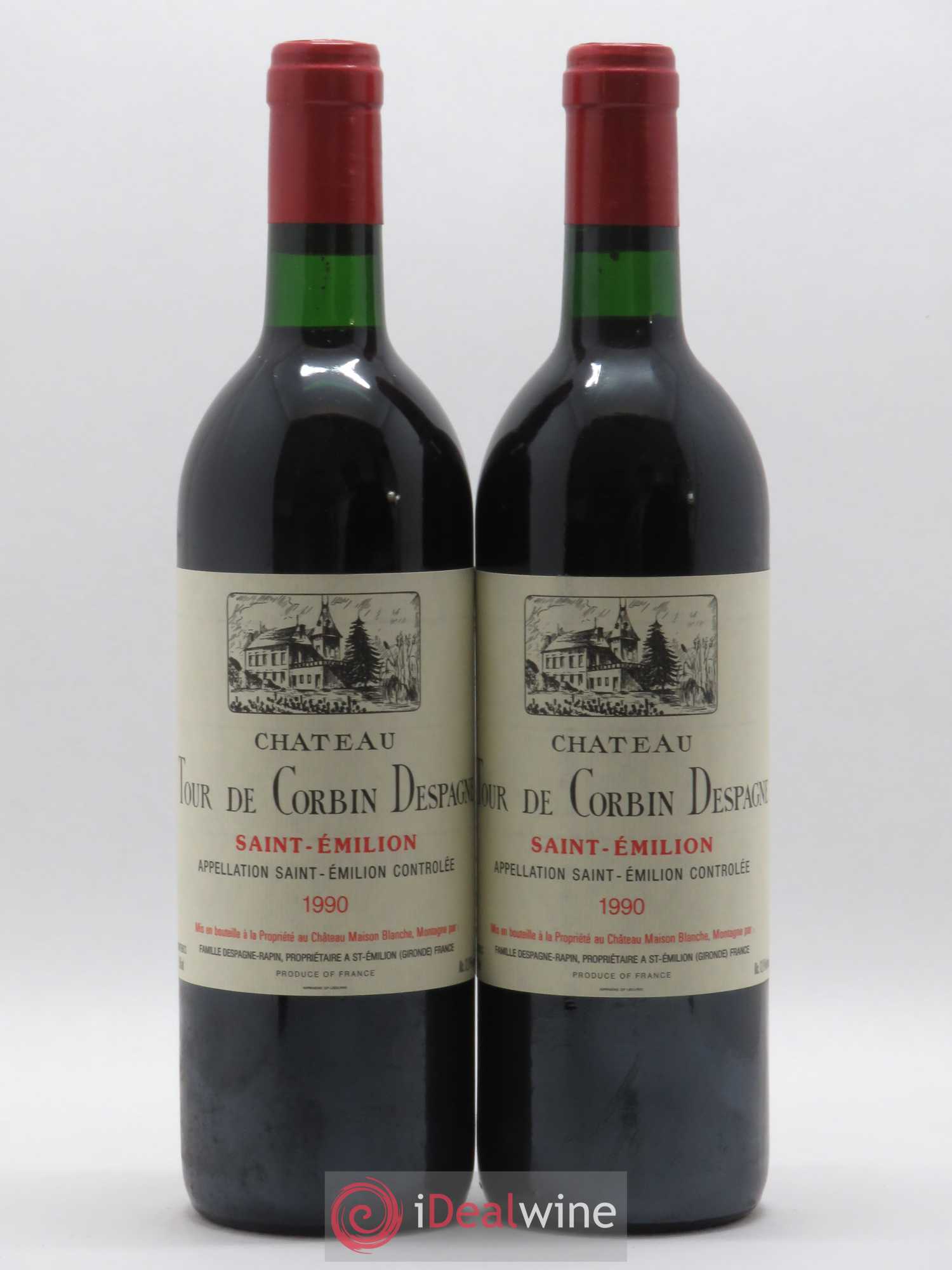 Saint-Émilion Château Tour De Corbin Despagne 1990 - Posten von 2 Flaschen - 0