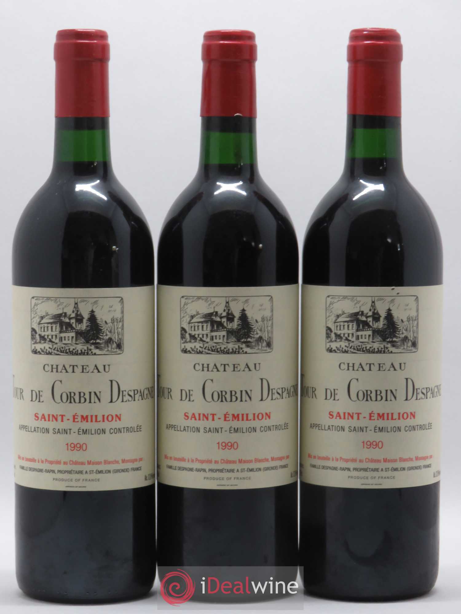 Saint-Émilion Château Tour De Corbin Despagne 1990 - Posten von 6 Flaschen - 1