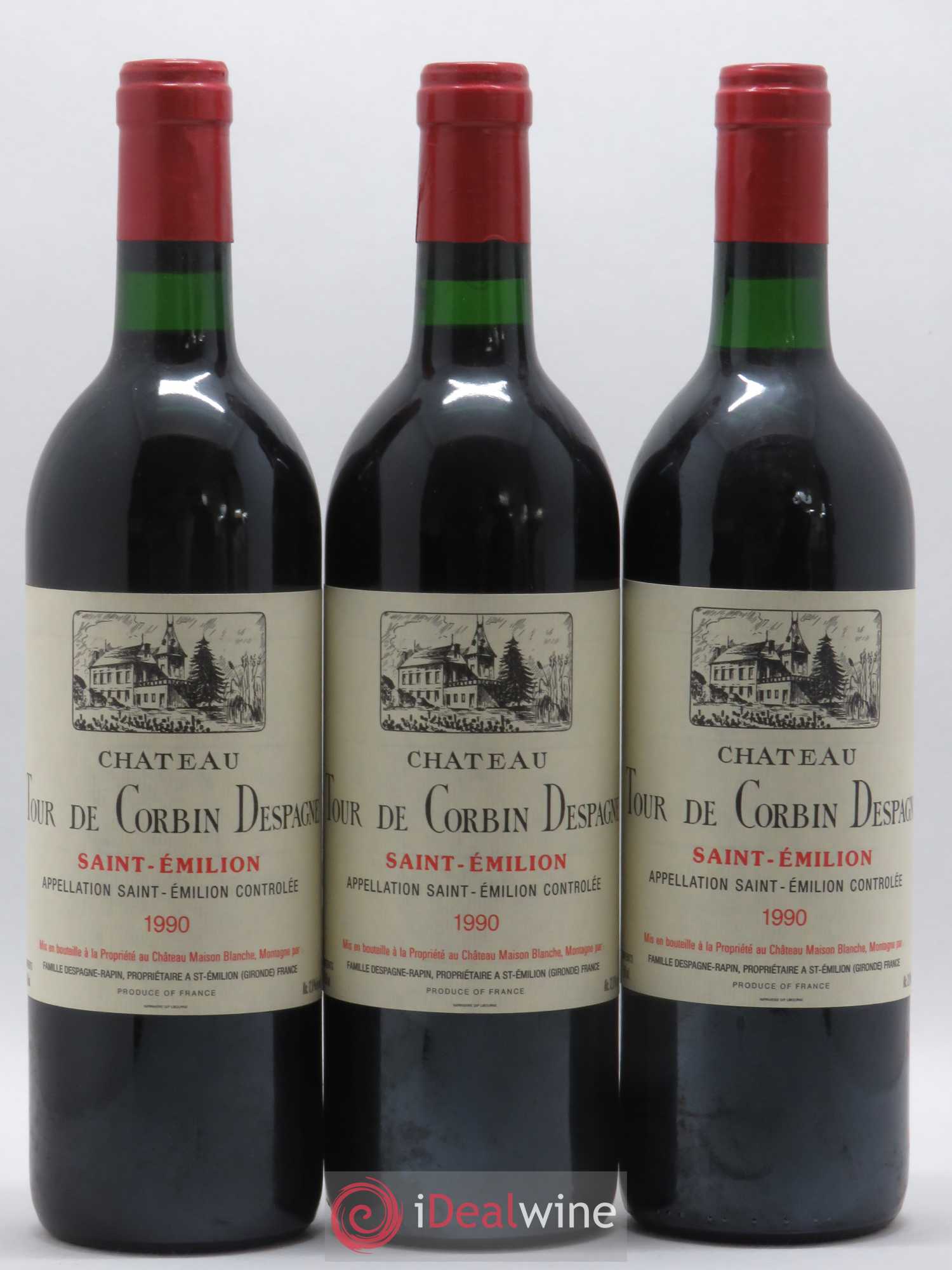 Saint-Émilion Château Tour De Corbin Despagne 1990 - Posten von 6 Flaschen - 2