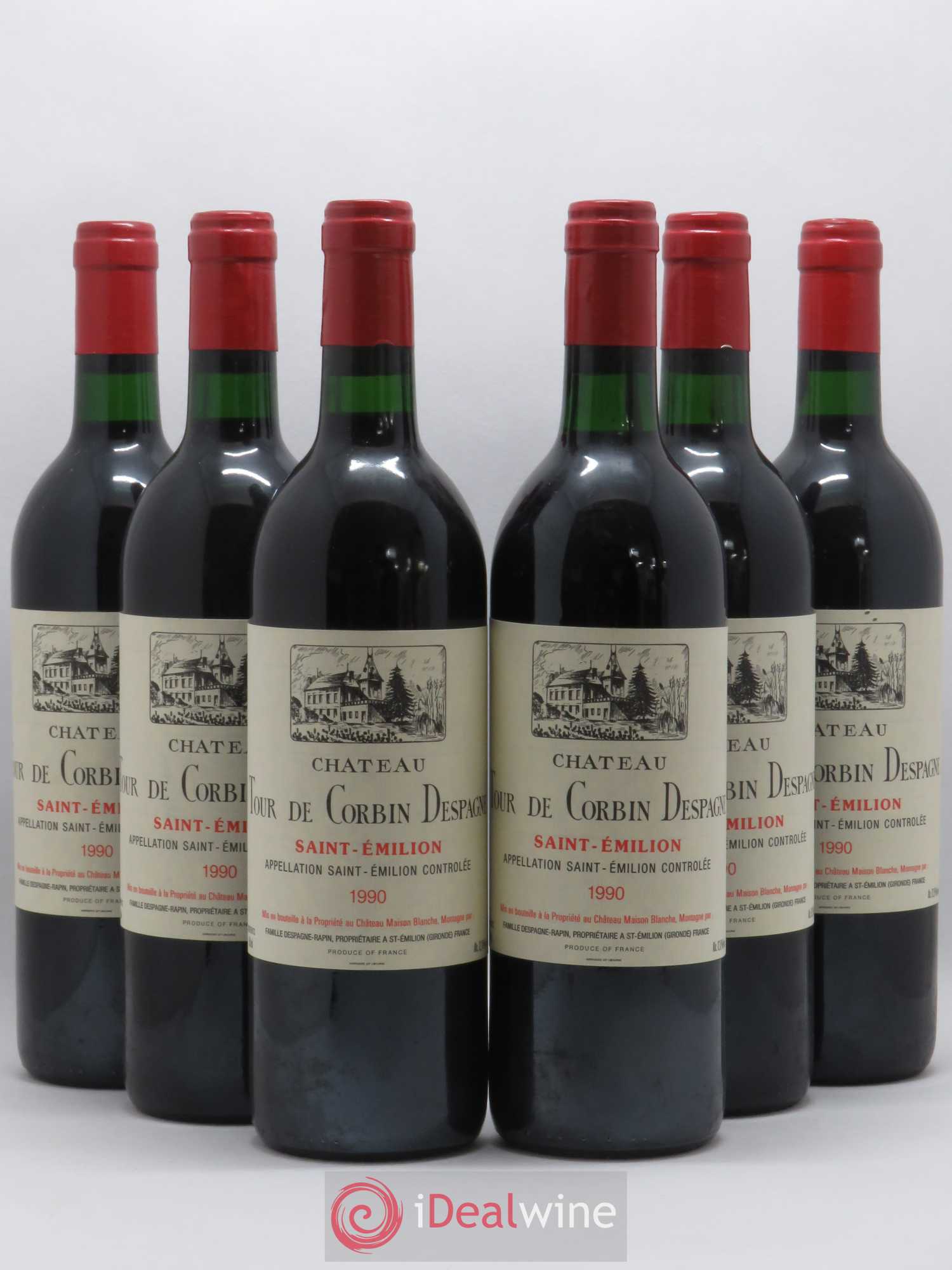 Saint-Émilion Château Tour De Corbin Despagne 1990 - Posten von 6 Flaschen - 0
