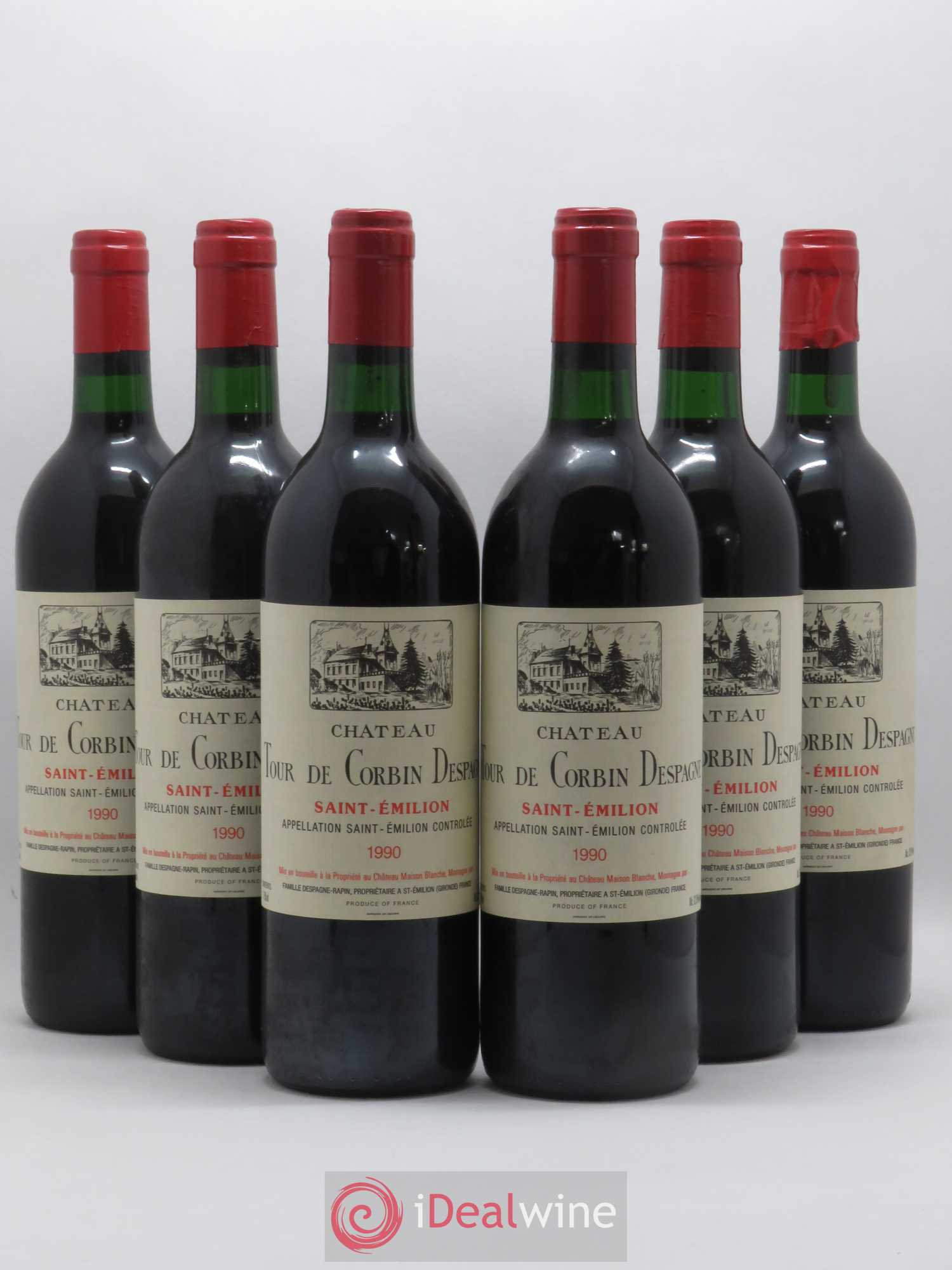 Saint-Émilion Château Tour De Corbin Despagne 1990 - Posten von 6 Flaschen - 0