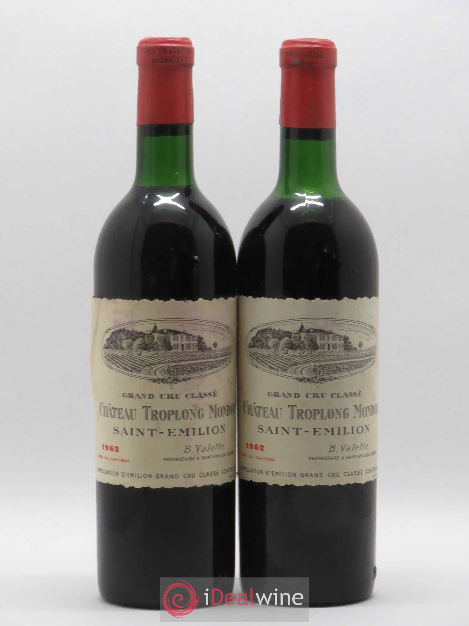 Château Troplong Mondot 1er Grand Cru Classé B 1962 - Lot de 2 bouteilles - 0