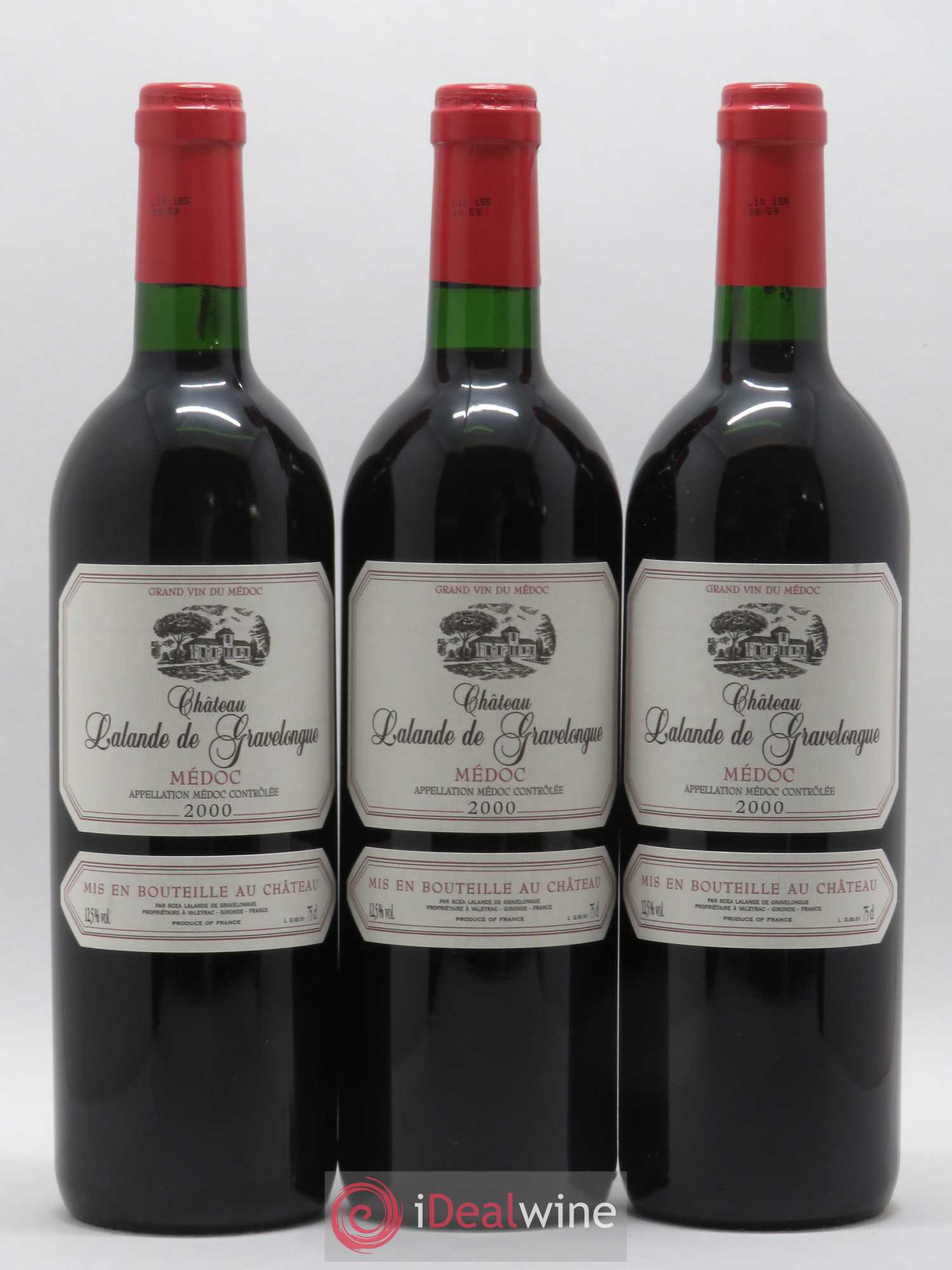 Médoc Château Lalande De Gravelongue 2000 - Lot de 3 bouteilles - 0