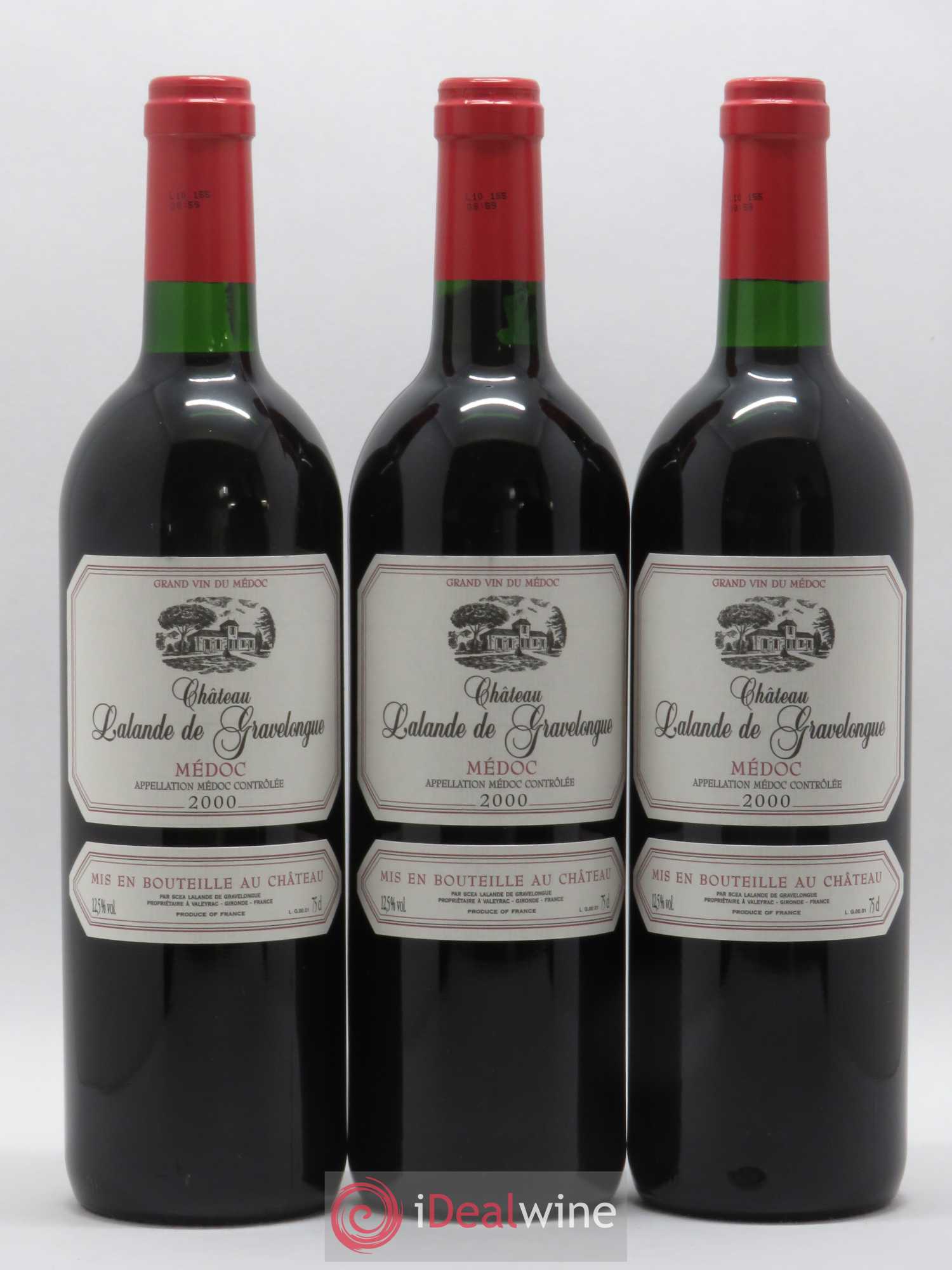 Médoc Château Lalande De Gravelongue 2000 - Lot de 3 bouteilles - 0