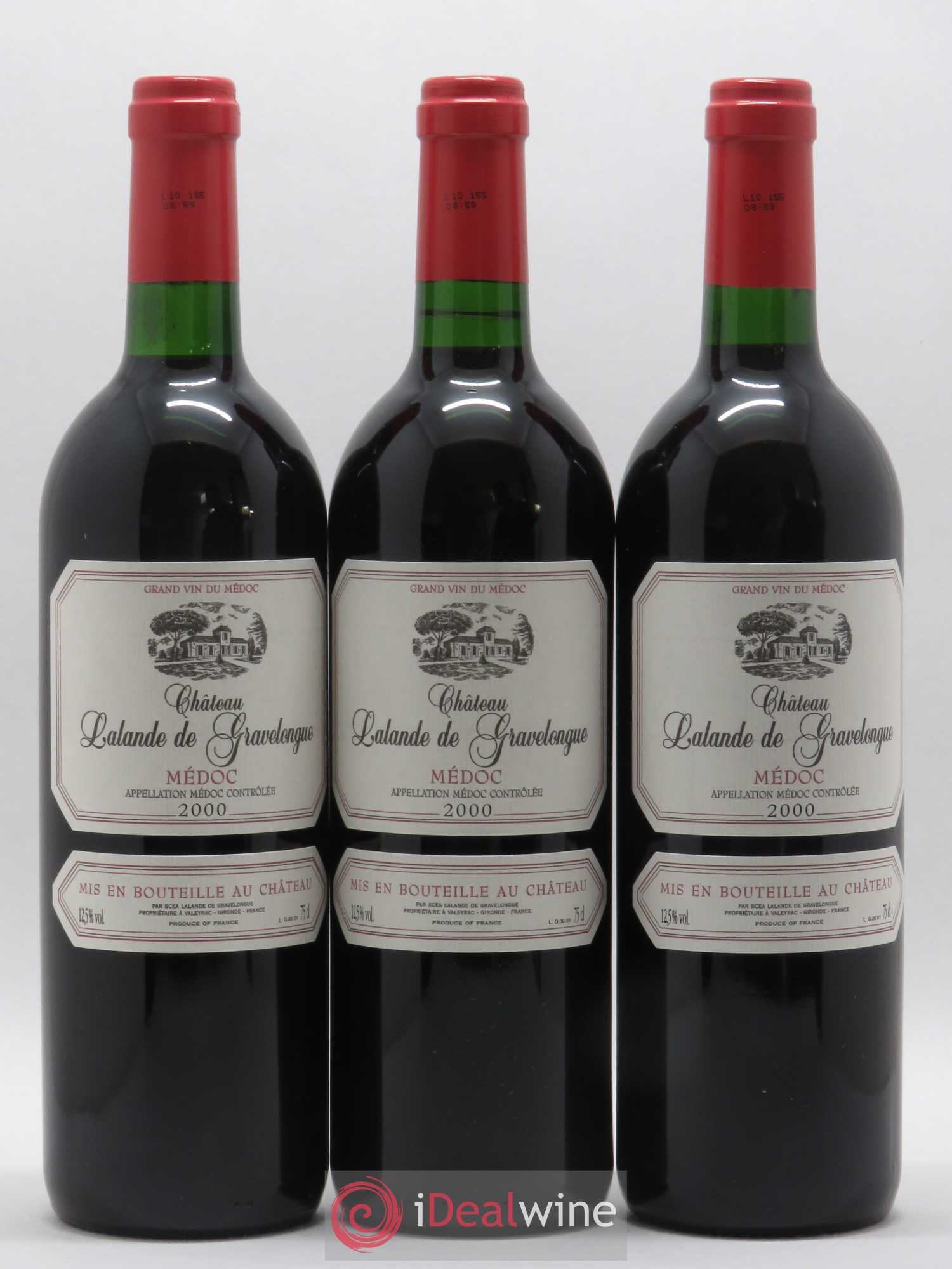 Médoc Château Lalande De Gravelongue 2000 - Lot de 3 bouteilles - 0