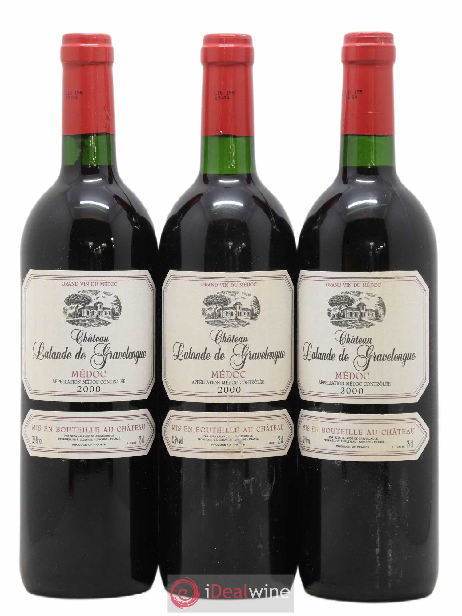 Médoc Château Lalande de Gravelongue 2000 - Lot de 3 bouteilles - 0