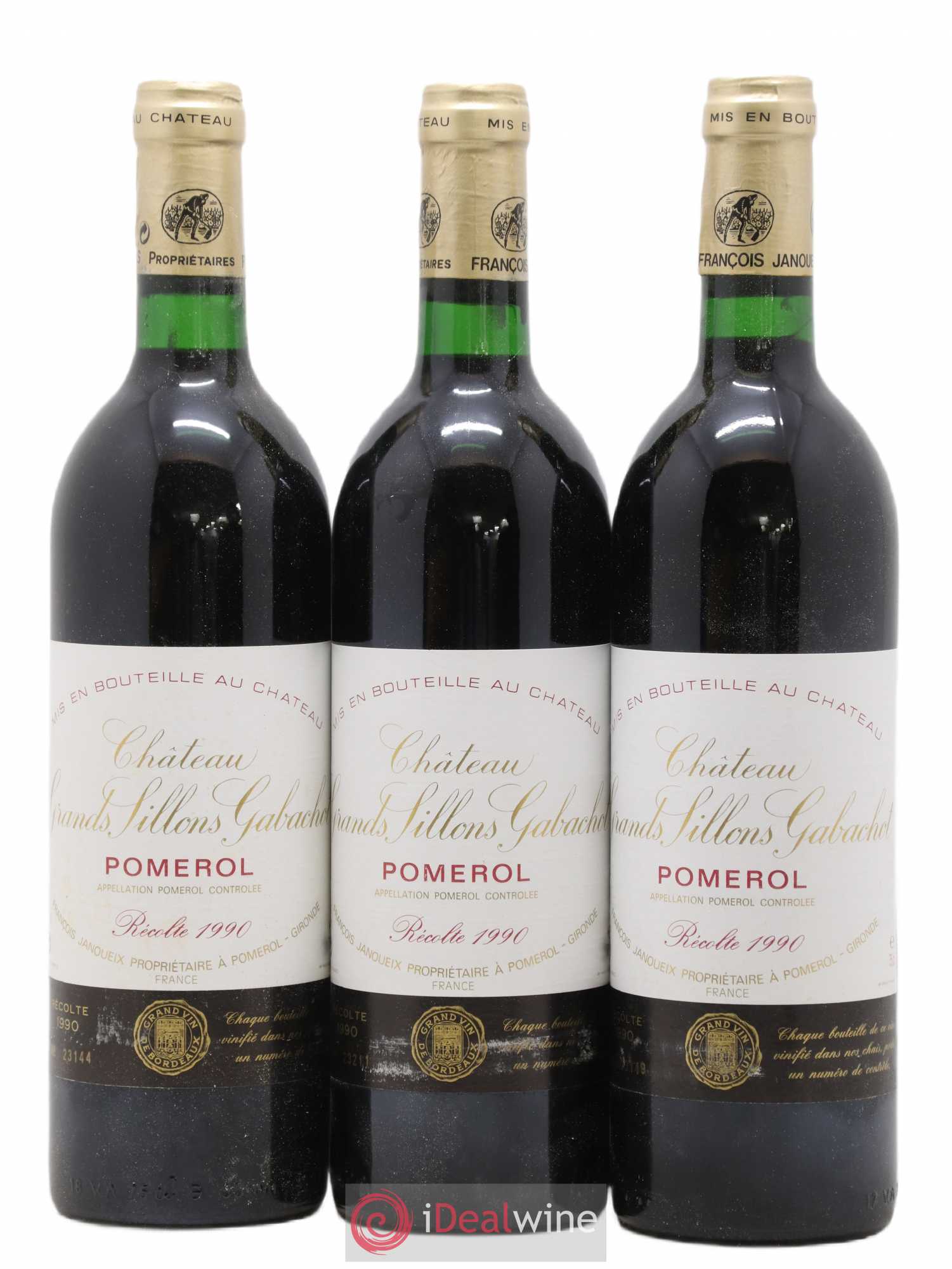 Château Les Grands Sillons Gabachot 1990 - Lot de 3 bouteilles - 0