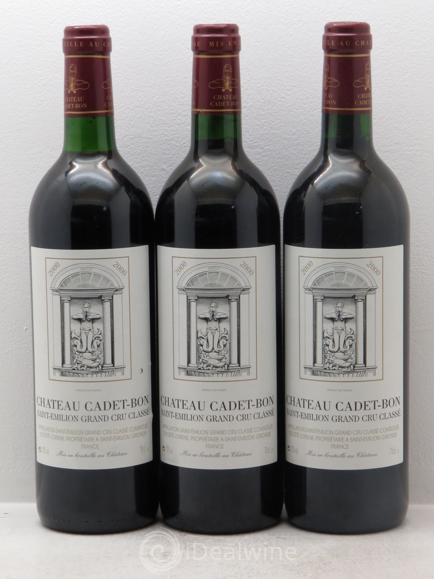 Château Cadet Bon Grand Cru Classé 2000 - Lot de 3 bouteilles - 0