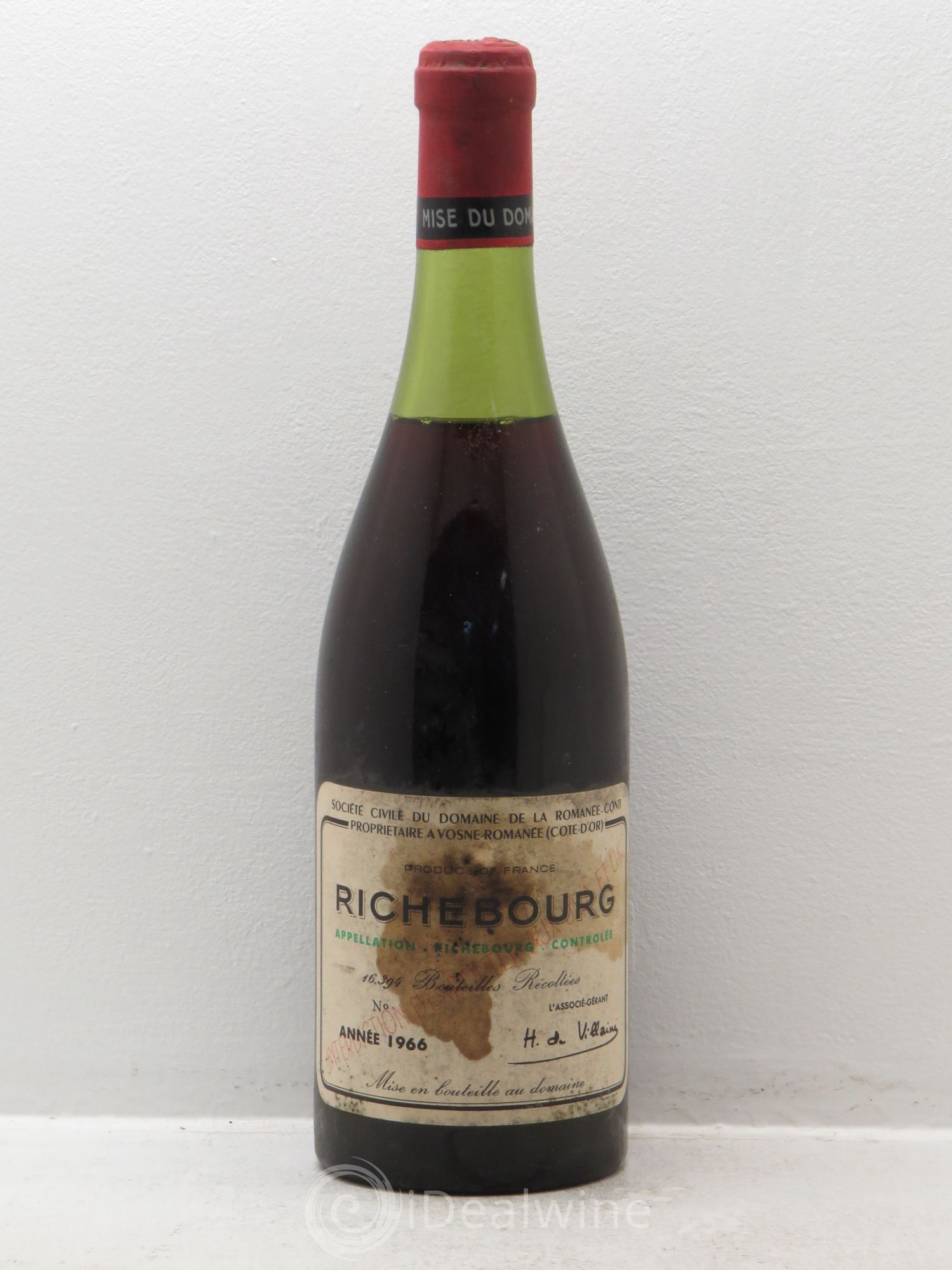 Richebourg Grand Cru Domaine de la Romanée-Conti 1966 - Lot de 1 bouteille - 0