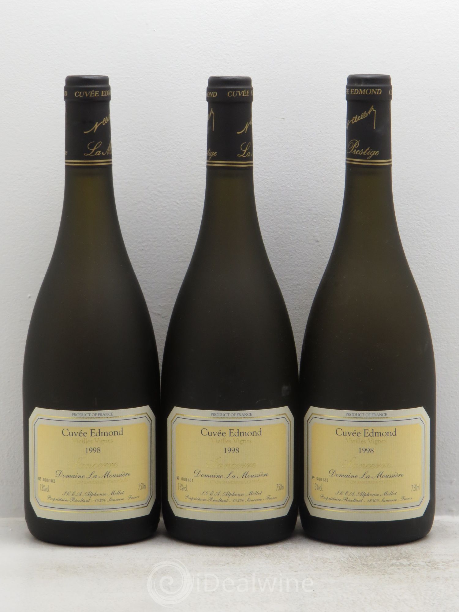Sancerre Cuvée Edmond Alphonse Mellot Vieilles Vignes La Moussière 1998 - Posten von 3 Flaschen - 0